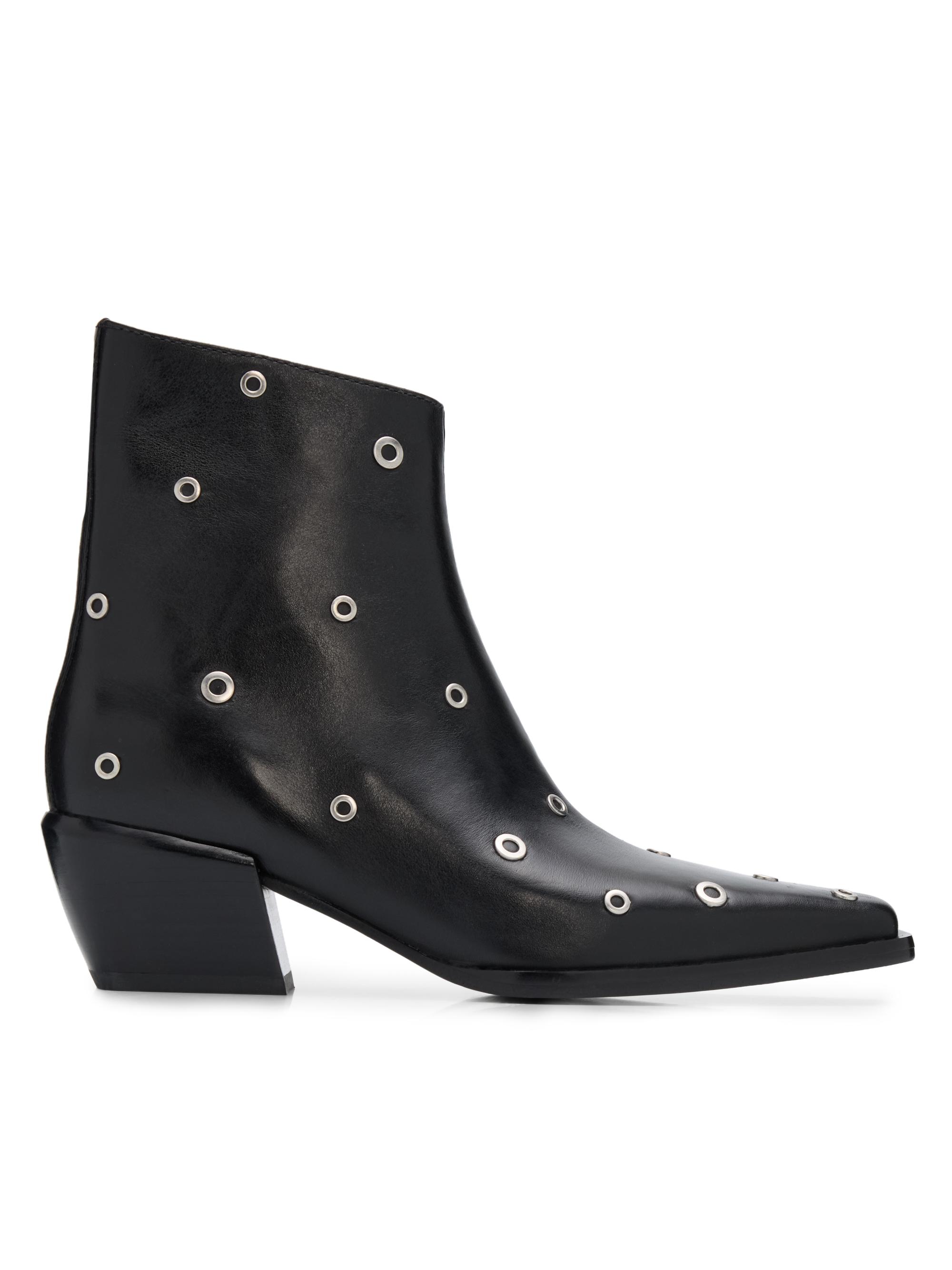 Joni Grommet-Studded Leather Ankle Boots