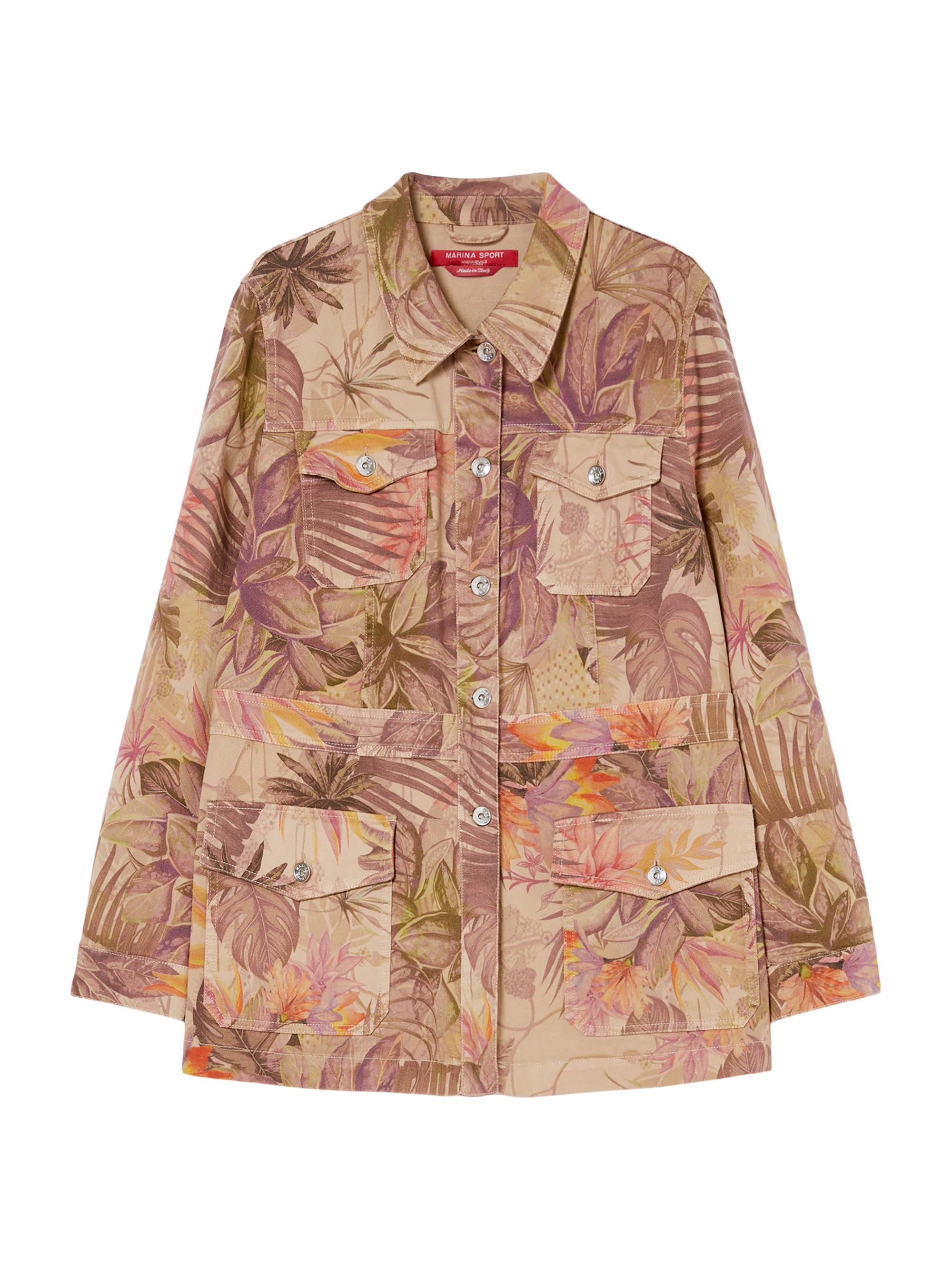 Marina Rinaldi Women's Plus Gattini Palm-Printed Stretch Cotton Jacket - Hazelnut Brown