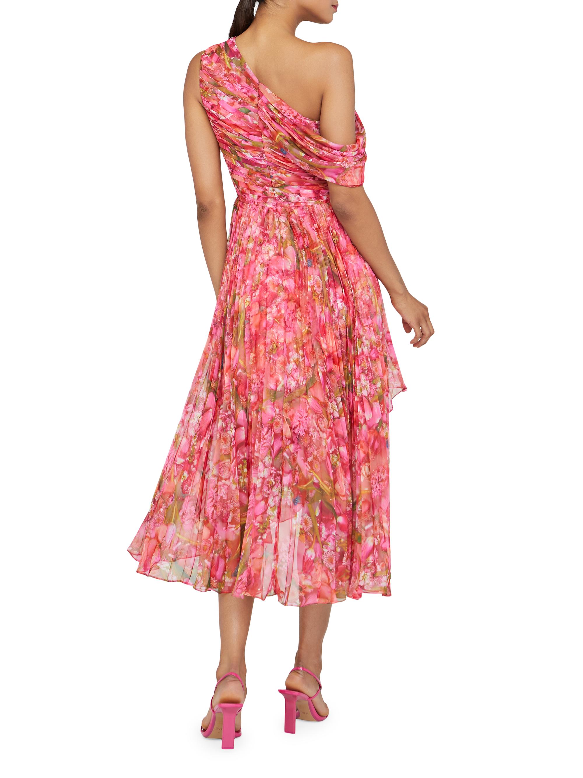 Theia Katia Floral Chiffon Midi dress | Saks Fifth Avenue