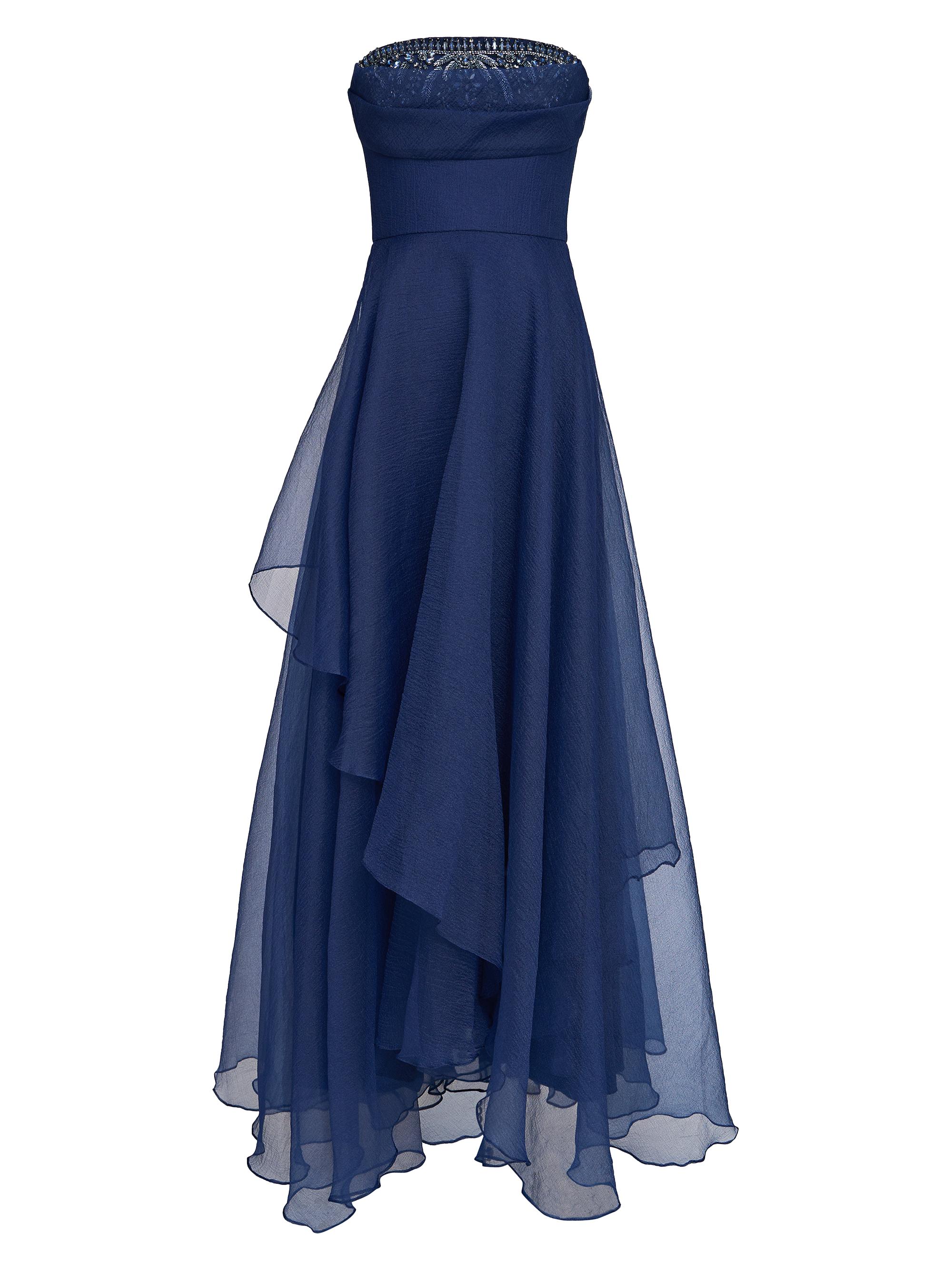 Theia Women's Aubrey Beaded Organza Strapless Gown - Navy