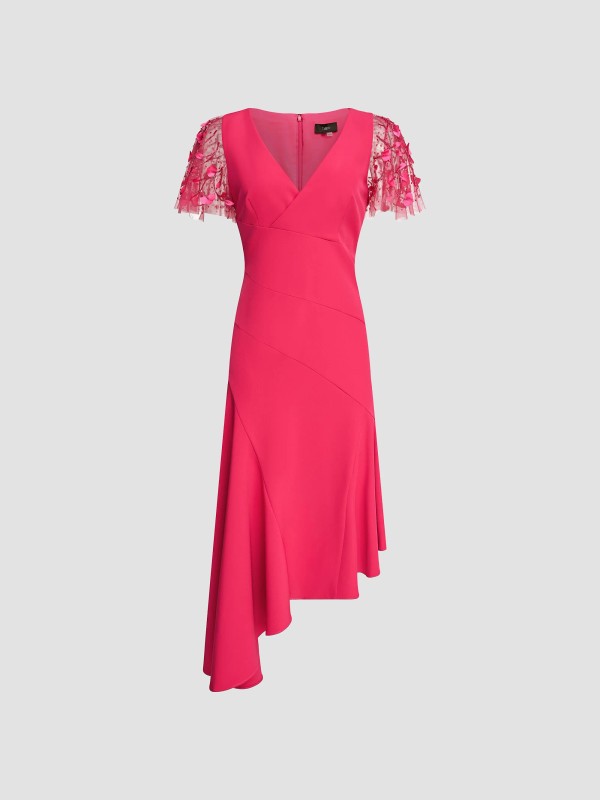 theia cocktail dress Salem in Sapphire Eclipse Theia Jazlyn Embroidered Flutter-Sleeve Cocktail