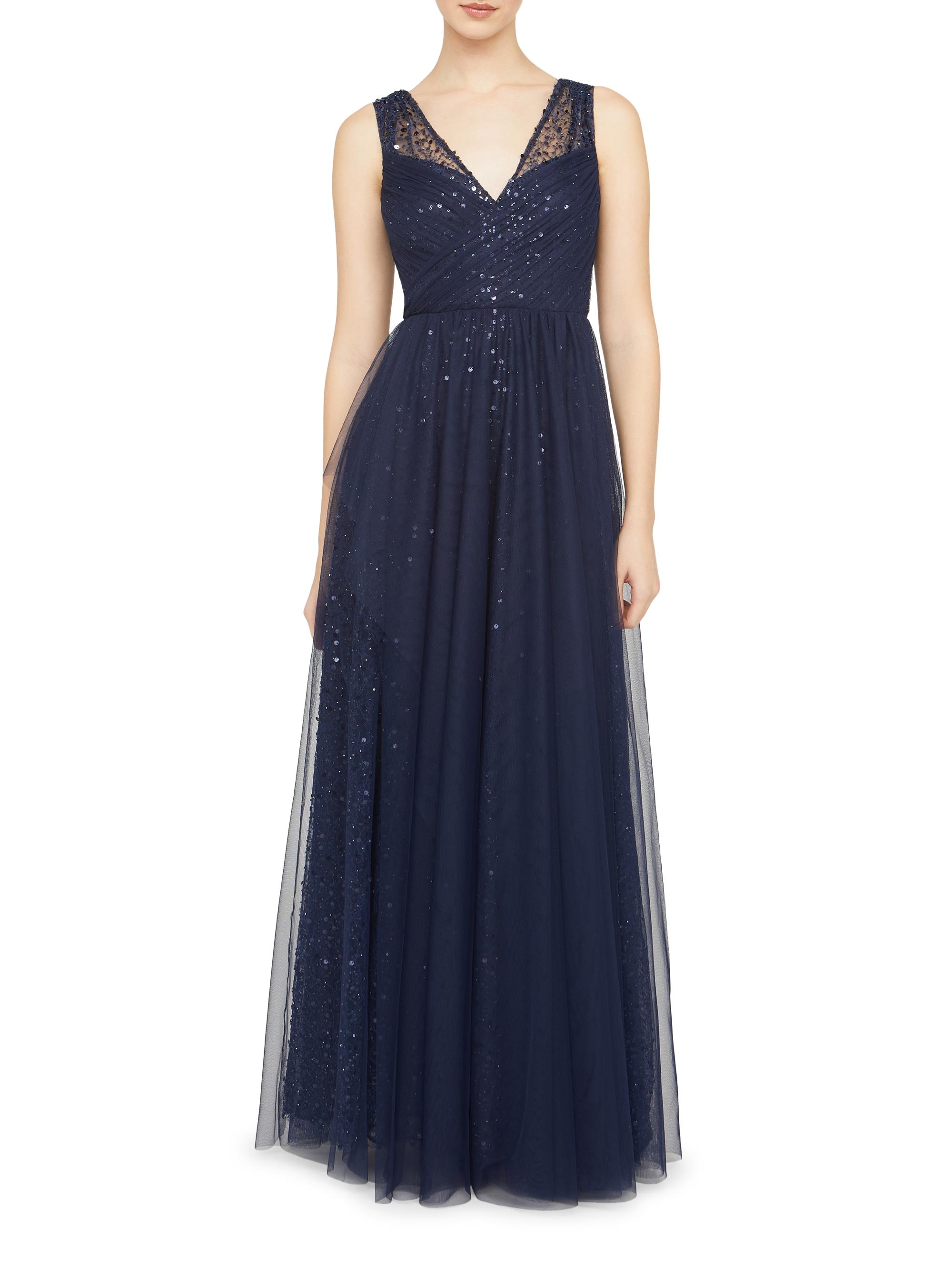 Kiana Beaded V-Neck A-Line Gown