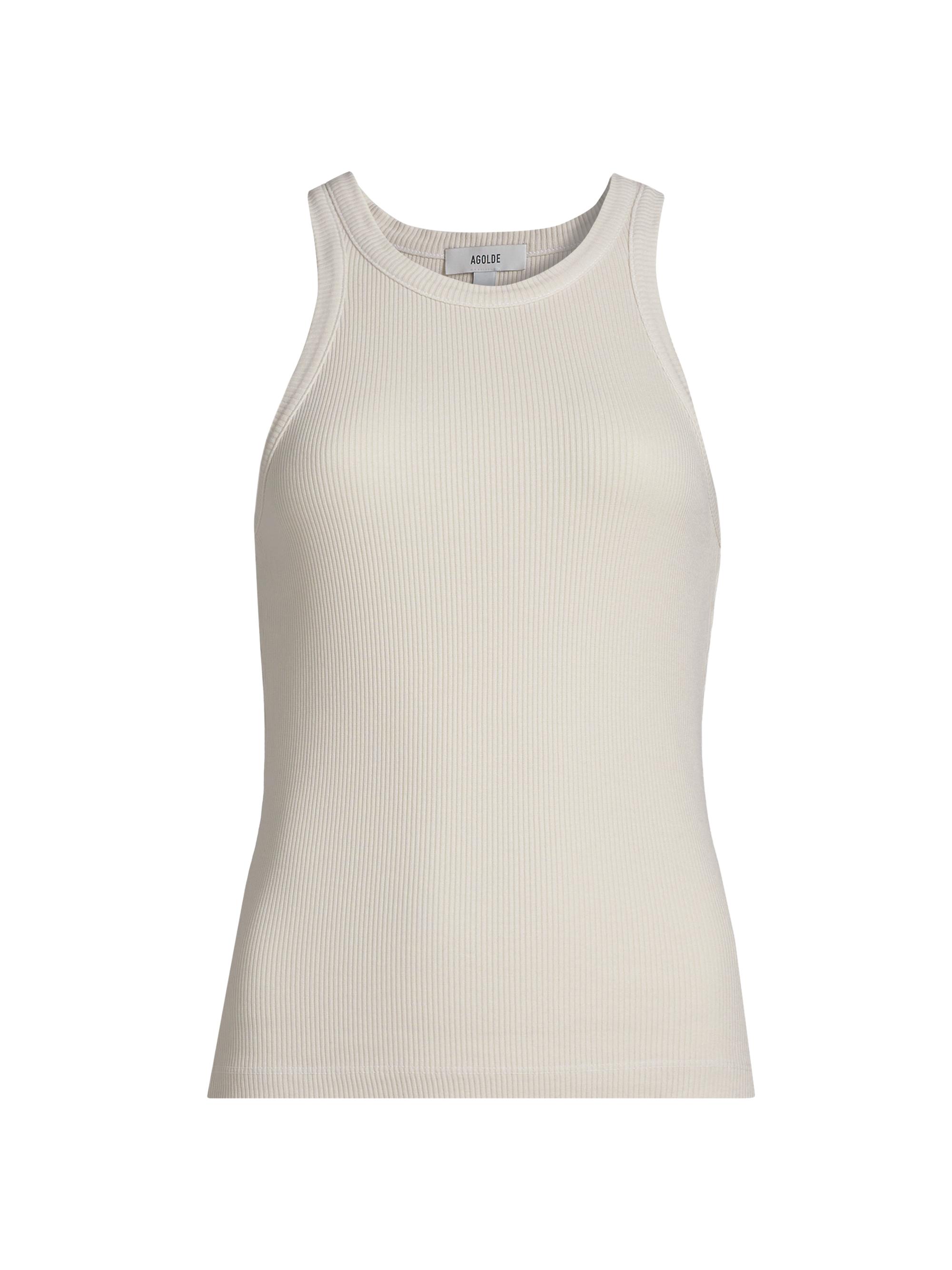 Agolde Women's Rayne High-Neck Rib-Knit Tank - Powder Pale Grey