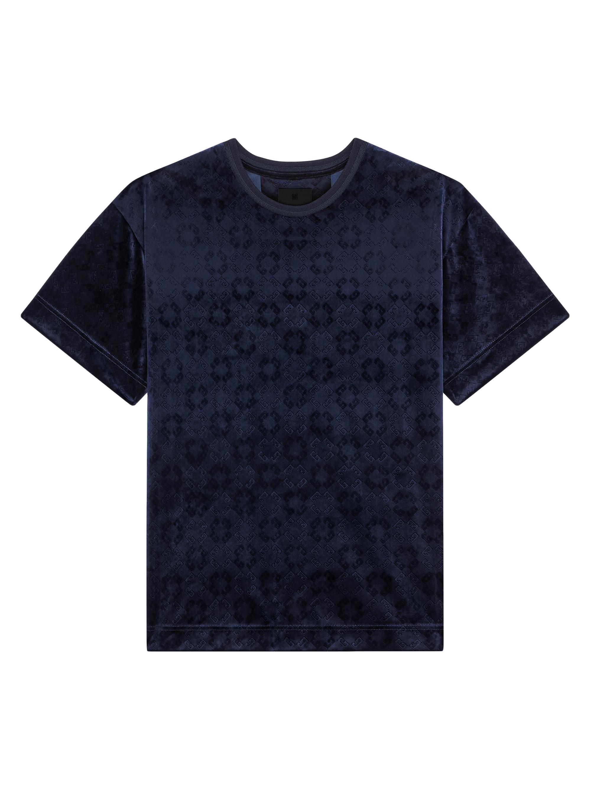 Givenchy Men's T-Shirt in Monogram 72 Velvet - Dark Blue