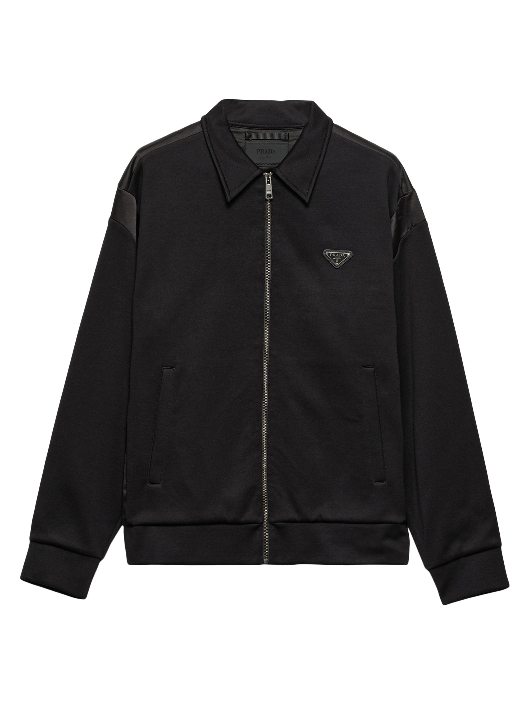 Prada Men's Technical Fleece Cardigan with Duchesse Details - Black