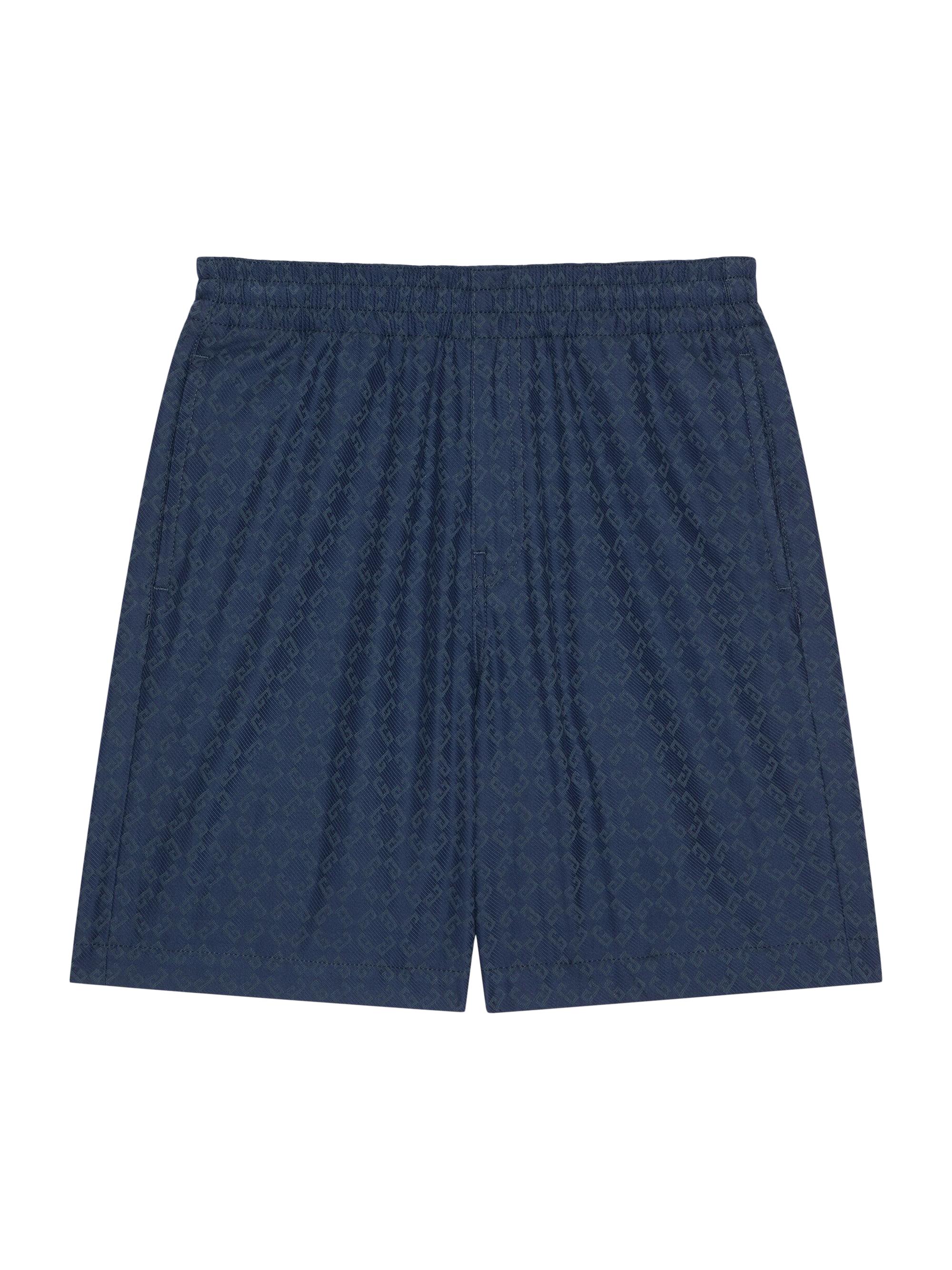 Givenchy Men's Bermuda Shorts in Shiny Monogram 72 Denim - Grey Blue