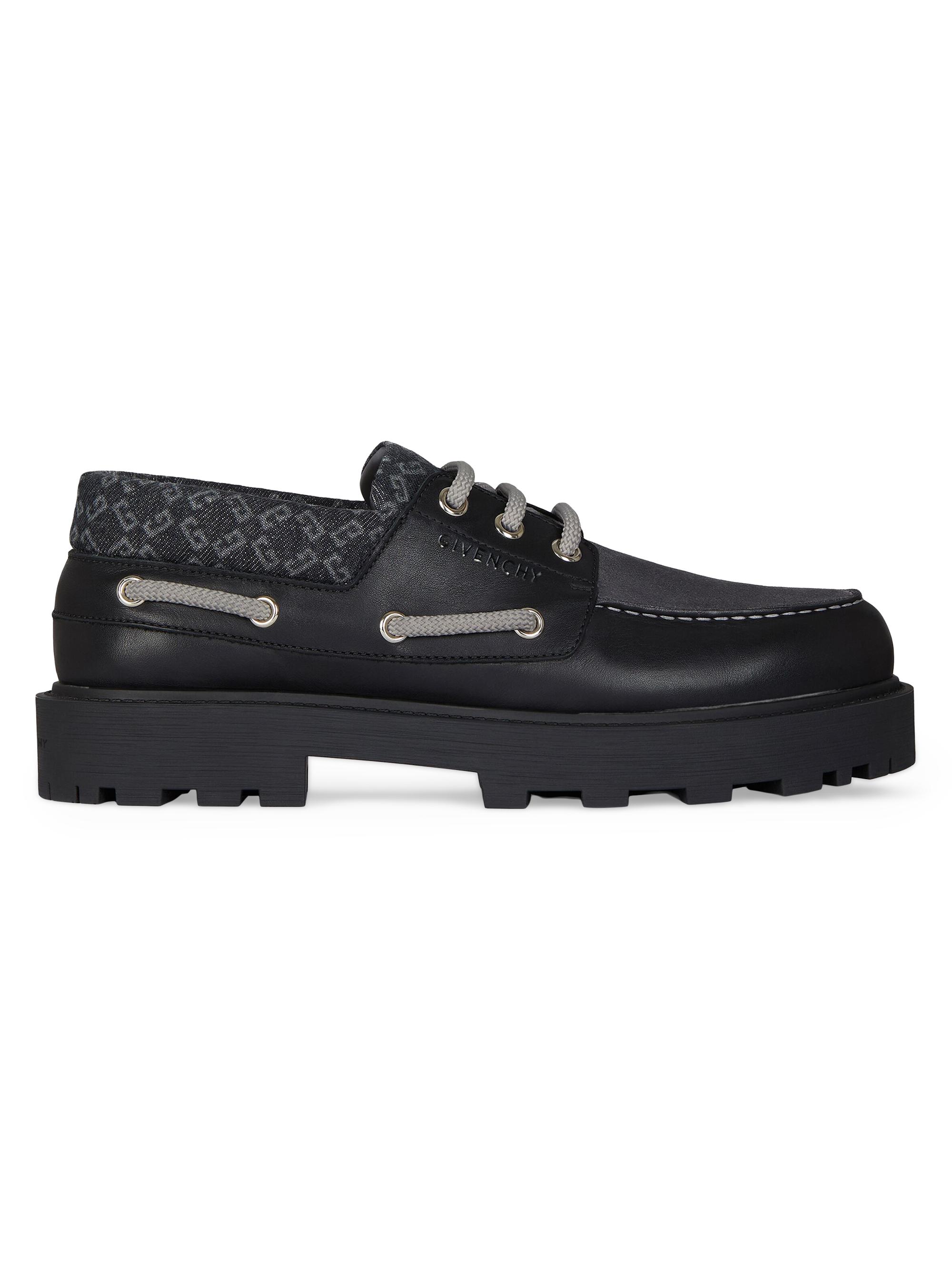 Givenchy Men's Storm Boat Shoes in Leather, Suede, Monogram 72 Denim - Black