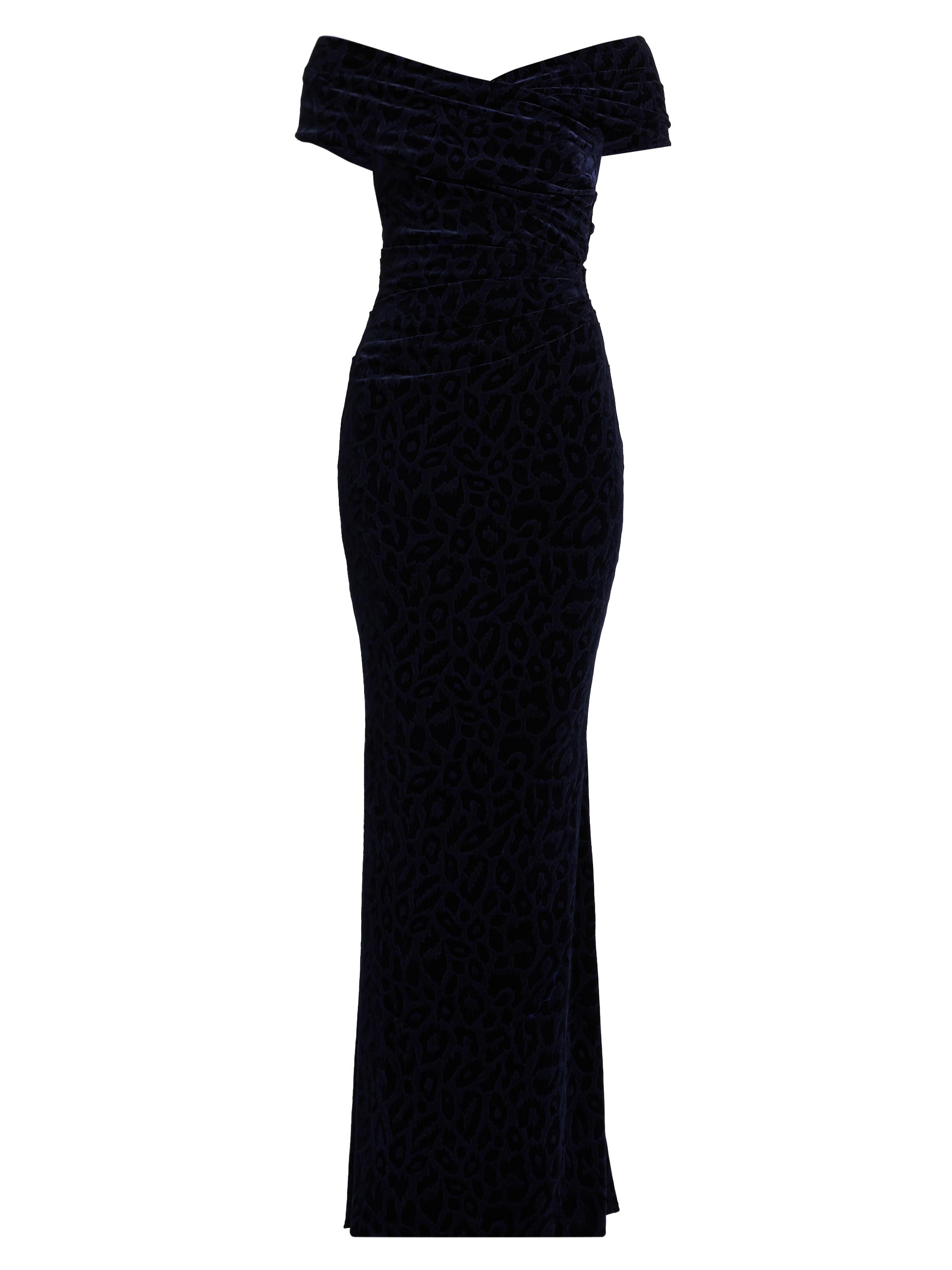 Talbot Runhof Women's Leopard Velvet Ruched Gown - Moonlight