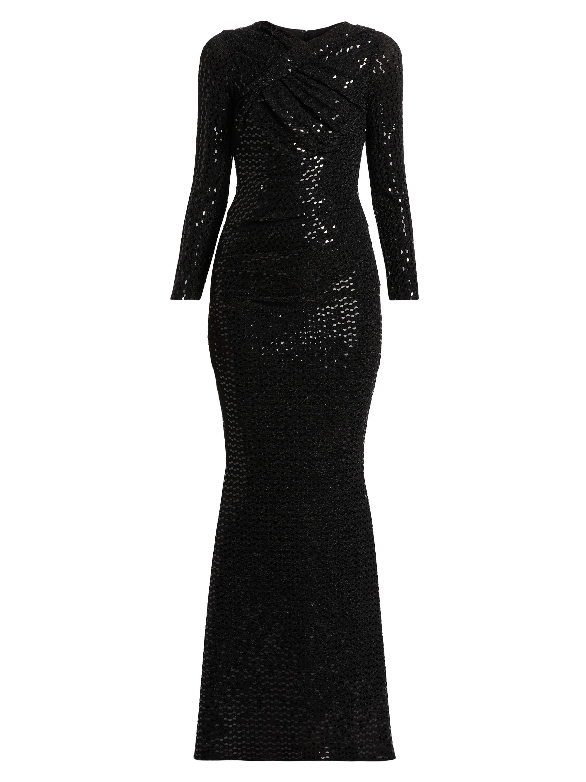 Talbot Runhof Women's Foil Jersey Long-Sleeve Gown - Black