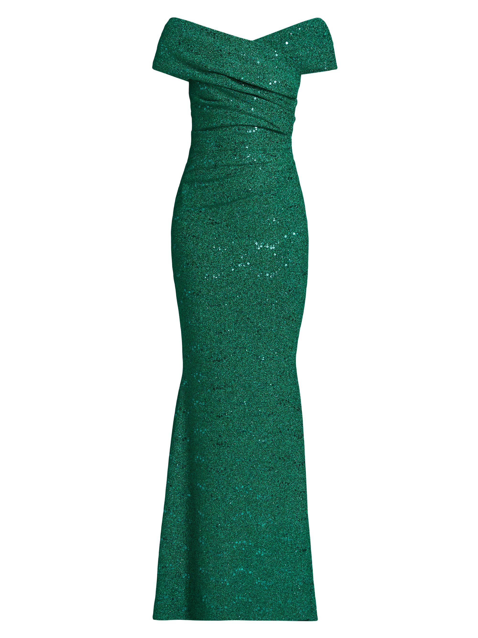 Talbot Runhof Women's Sequined Metallic Jersey Gown - Billiard