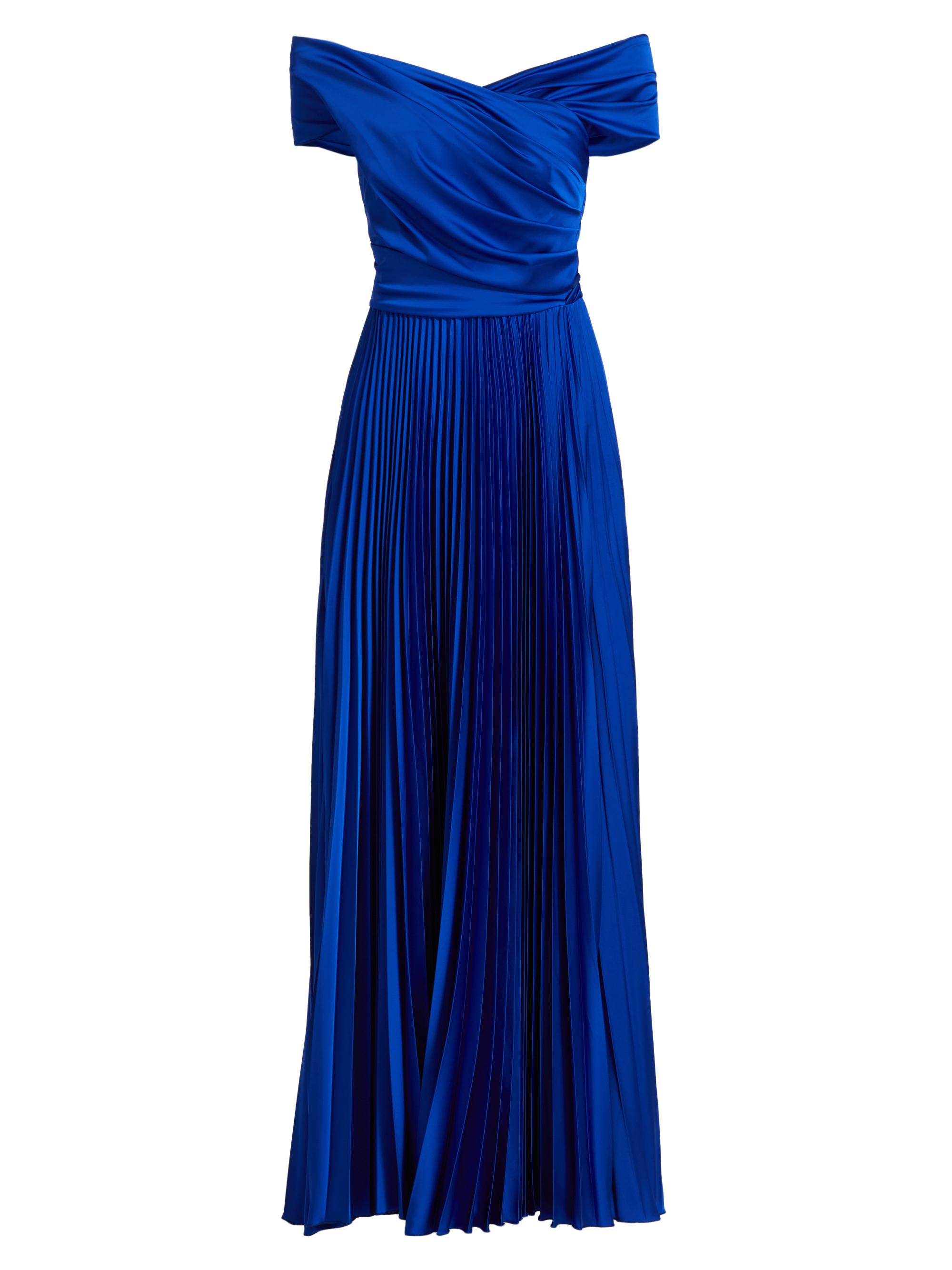Talbot Runhof Women's Off-the-Shoulder Pleated Gown - Royal