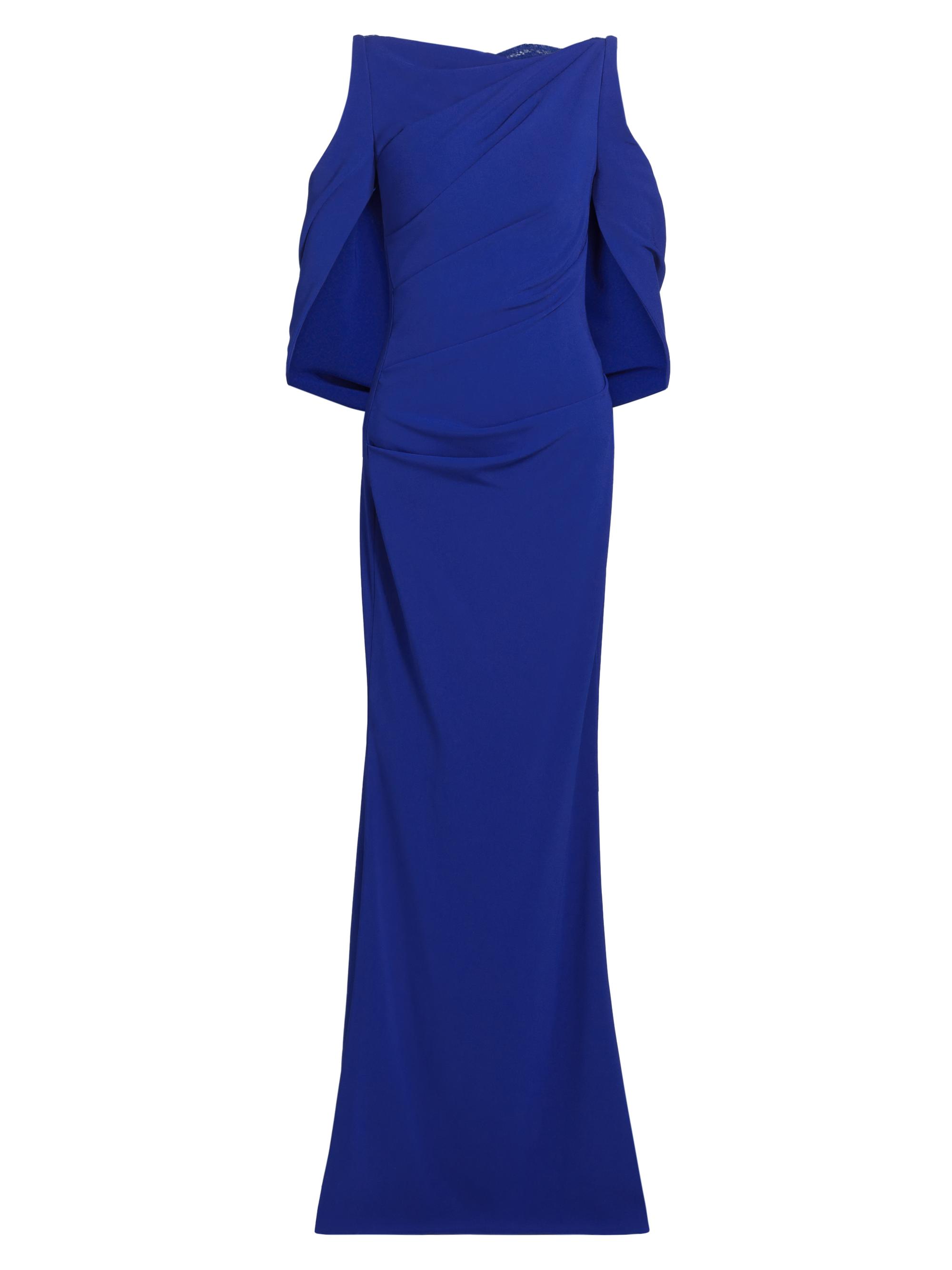 Talbot Runhof Women's Floral Lace & Cady Cold-Shoulder Gown - Royal