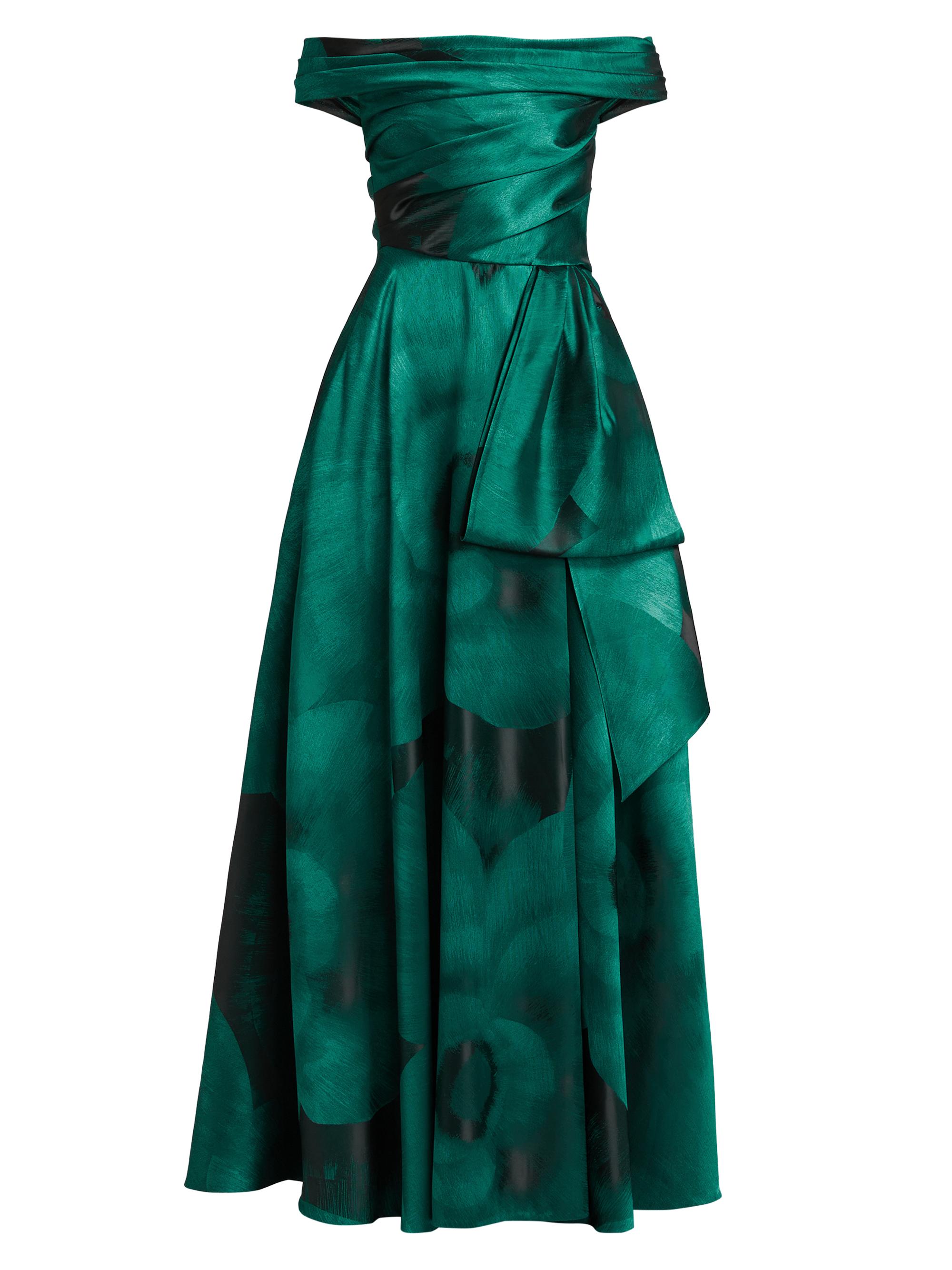 Talbot Runhof Women's Floral Jacquard Ball Gown - Jade