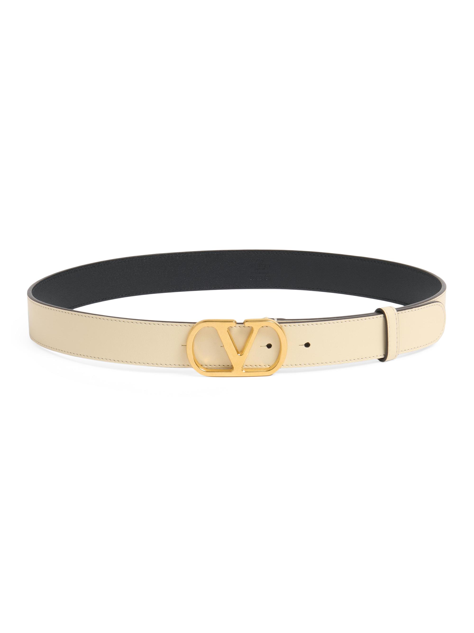 Valentino Garavani Women's VLogo Signature Belt in Shiny Calfskin 30MM - Butter