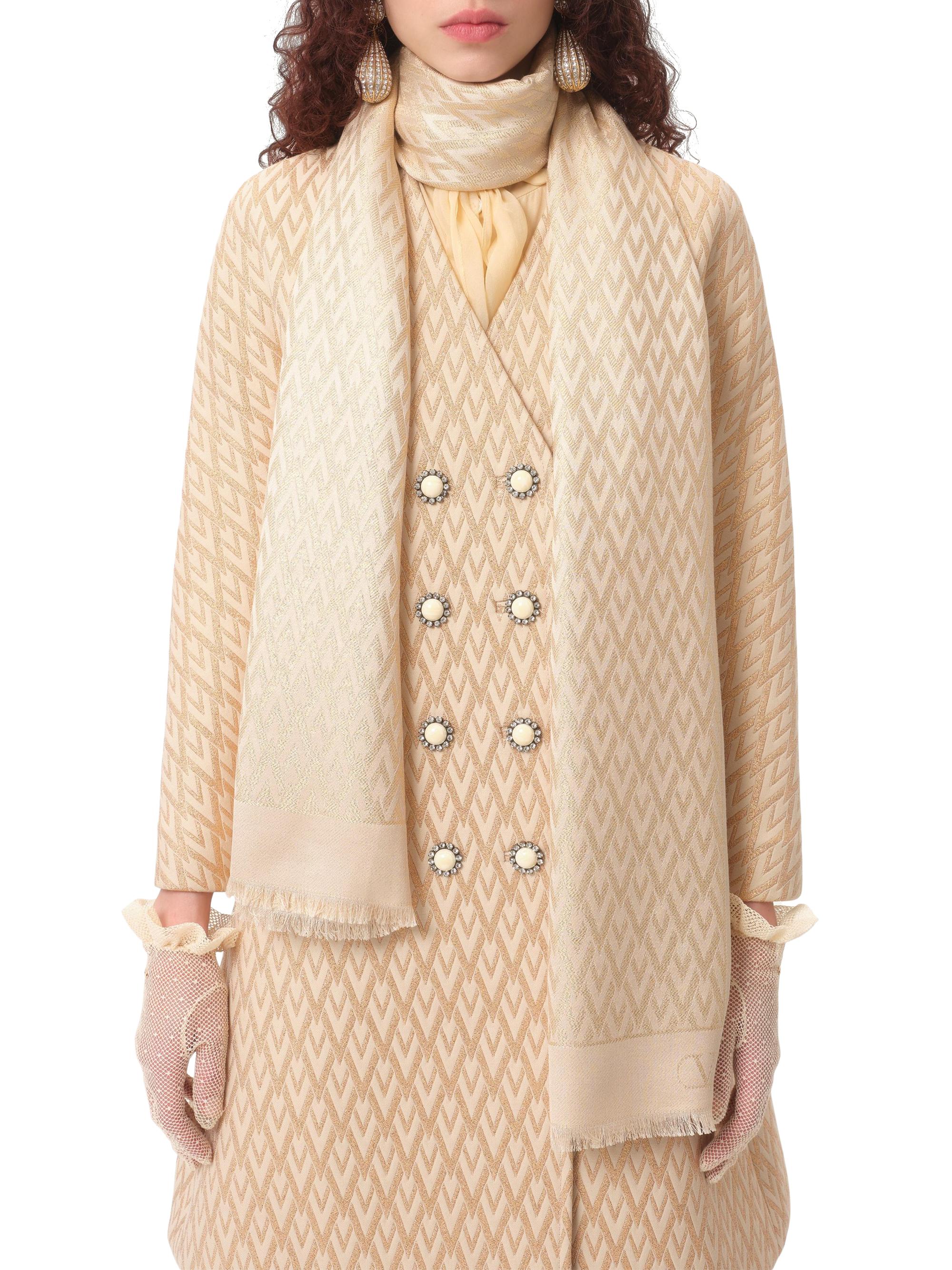 Valentino Garavani Women's Toute La V Stole in Silk, Viscose and Cashmere -  Gold