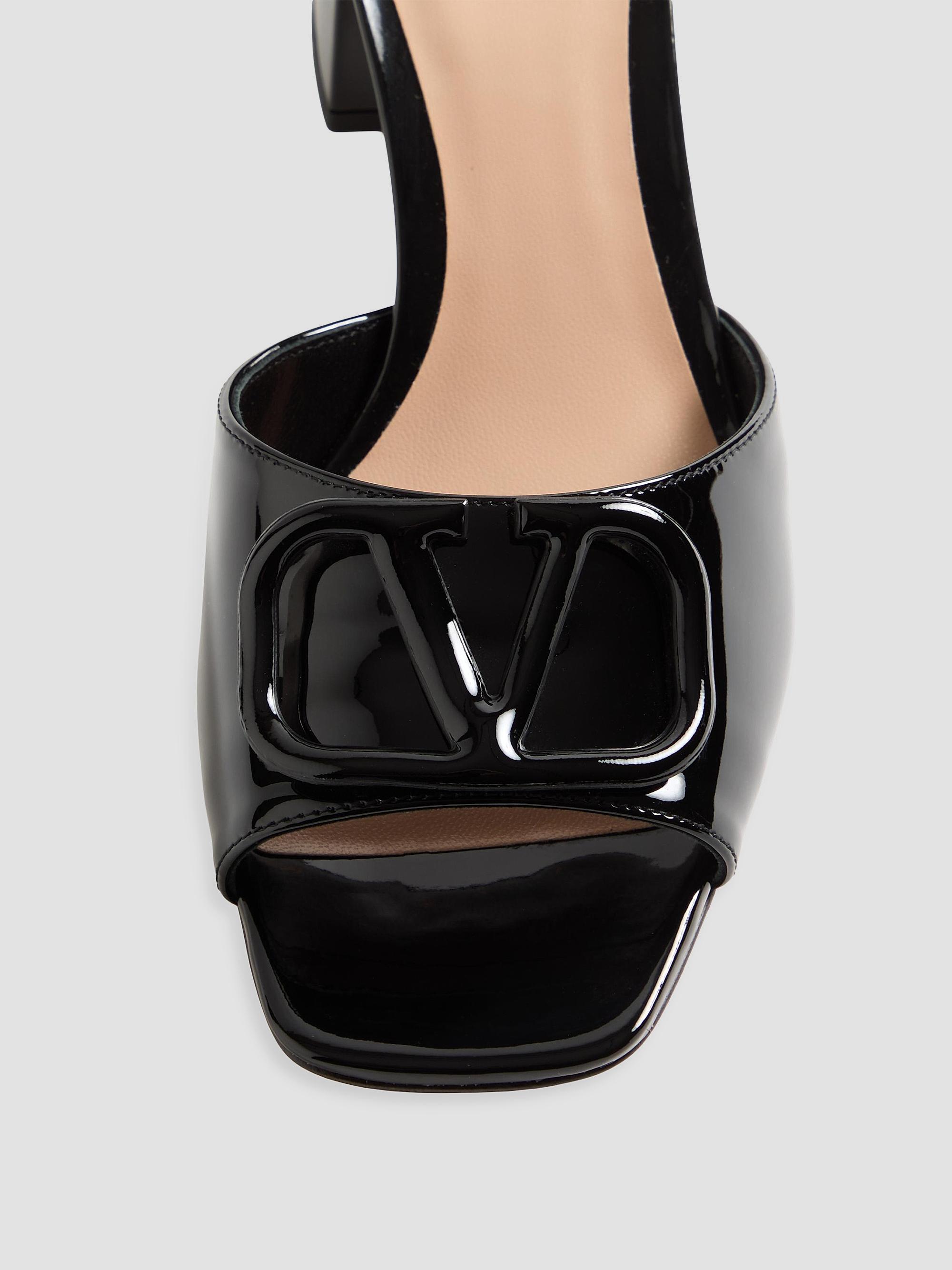 Valentino Black Patent Leather Cross-Strap Slide Sandals Vlogo-Signature-Patent-Leather  main image 3