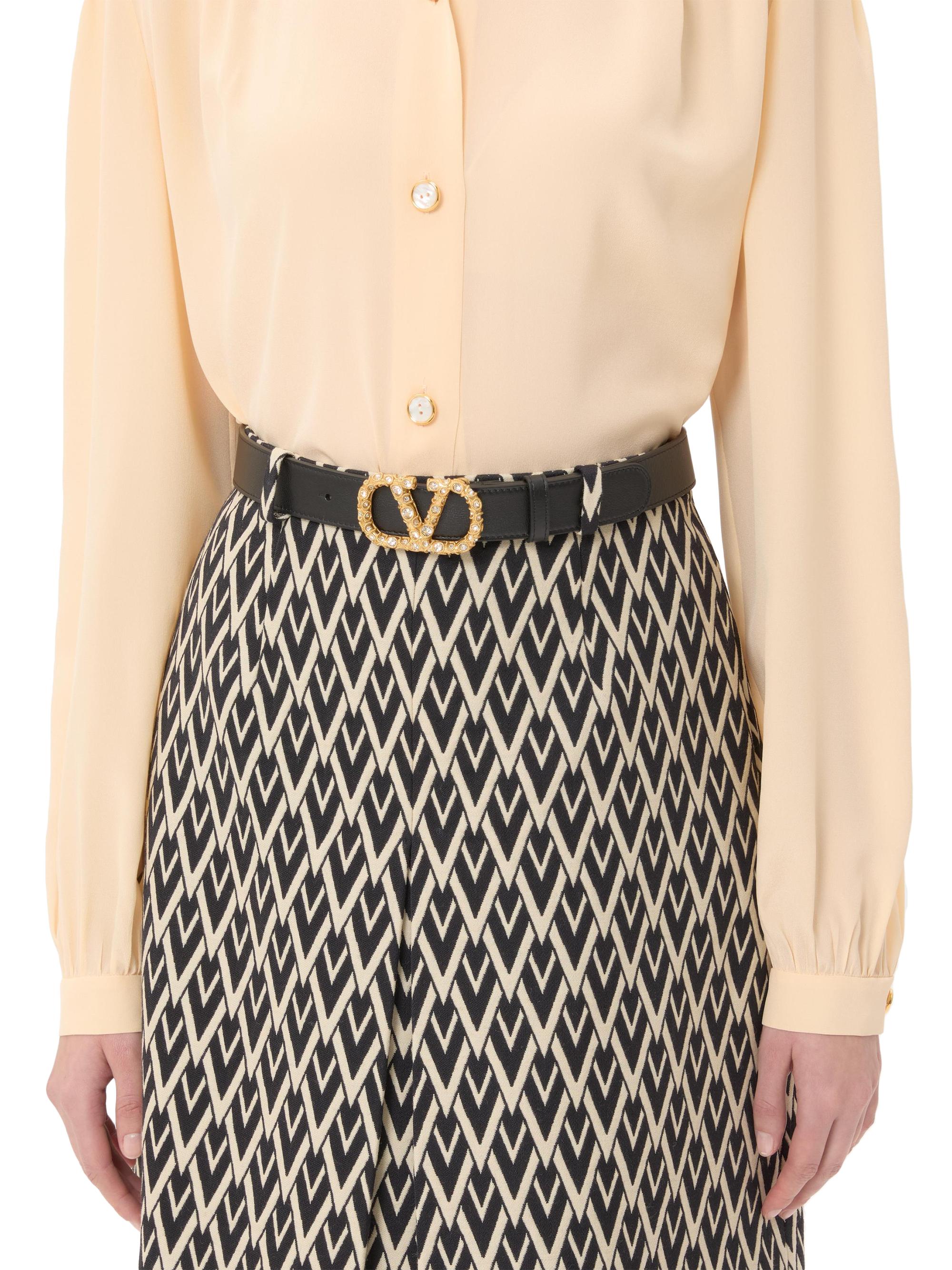 Valentino Garavani VLogo Signature Belt in Shiny Calfskin with