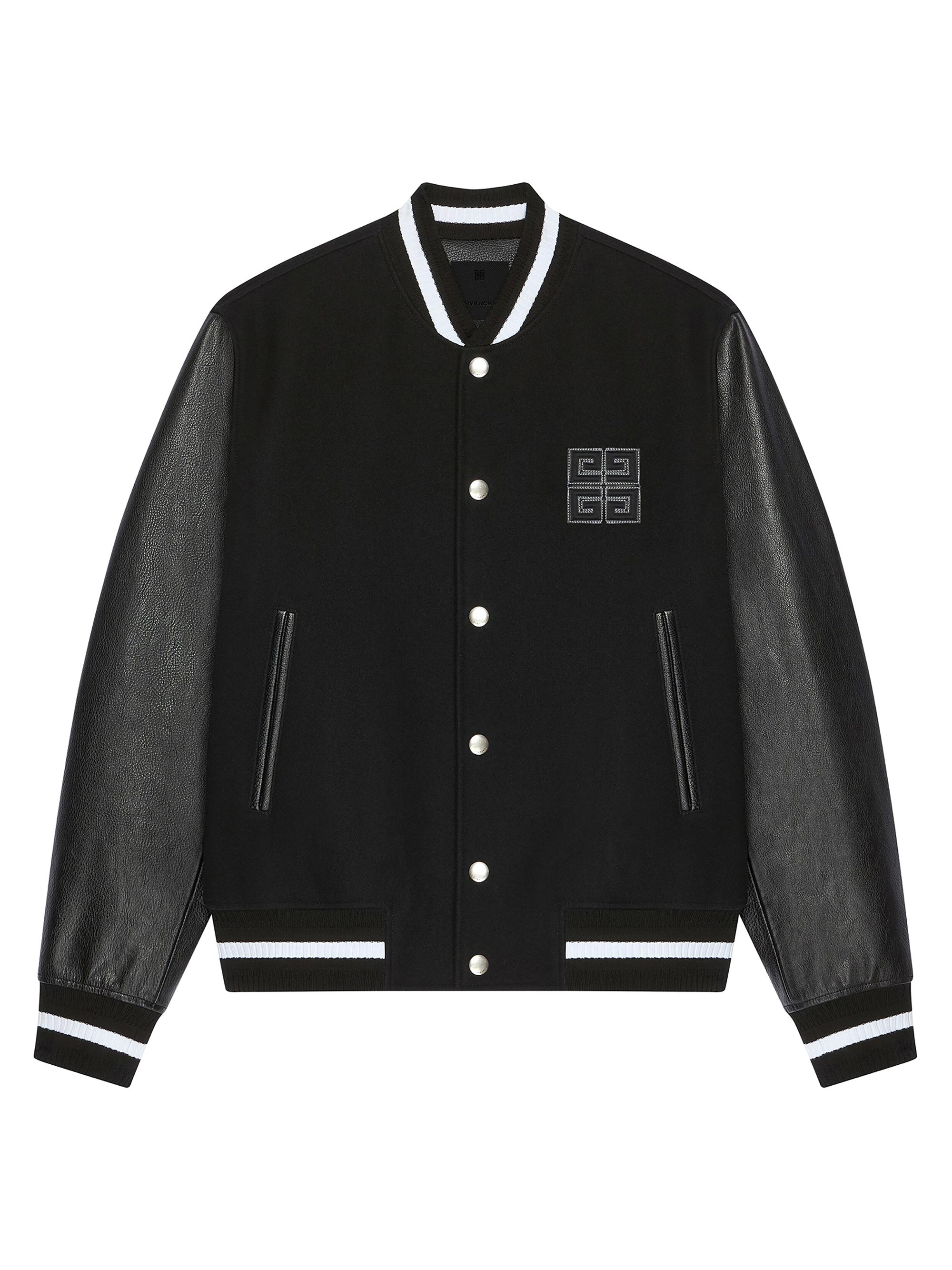 Givenchy Men's 4G Varsity Jacket in Wool and Leather - Black