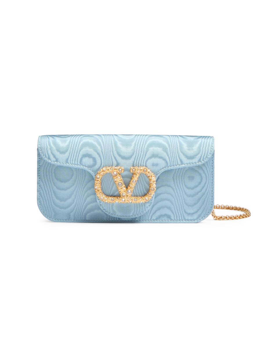 Valentino Garavani Locò Moiré Fabric Clutch with Jewel Logo