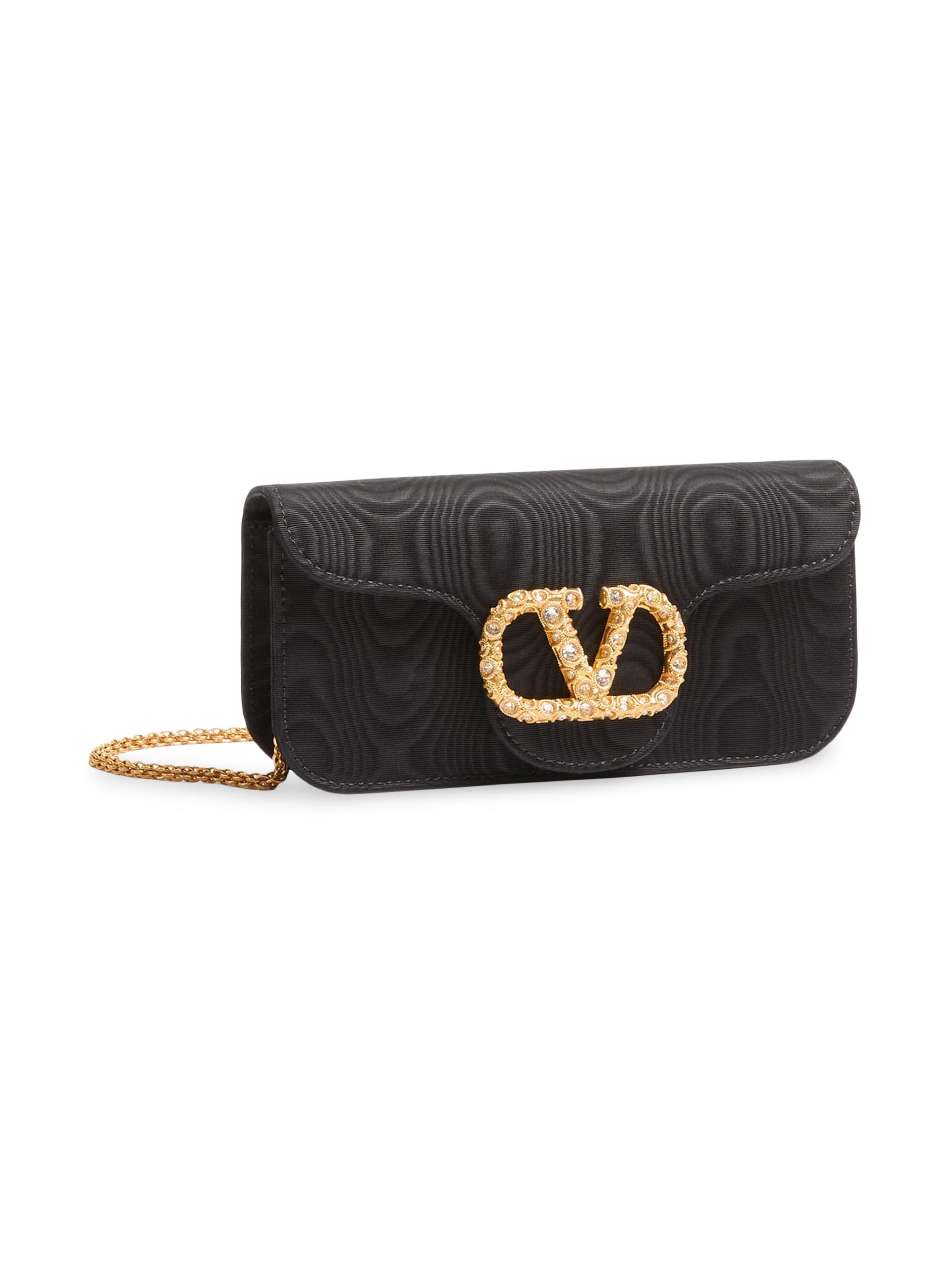 Valentino Garavani Locò Moiré Fabric Clutch with Jewel Logo | Saks