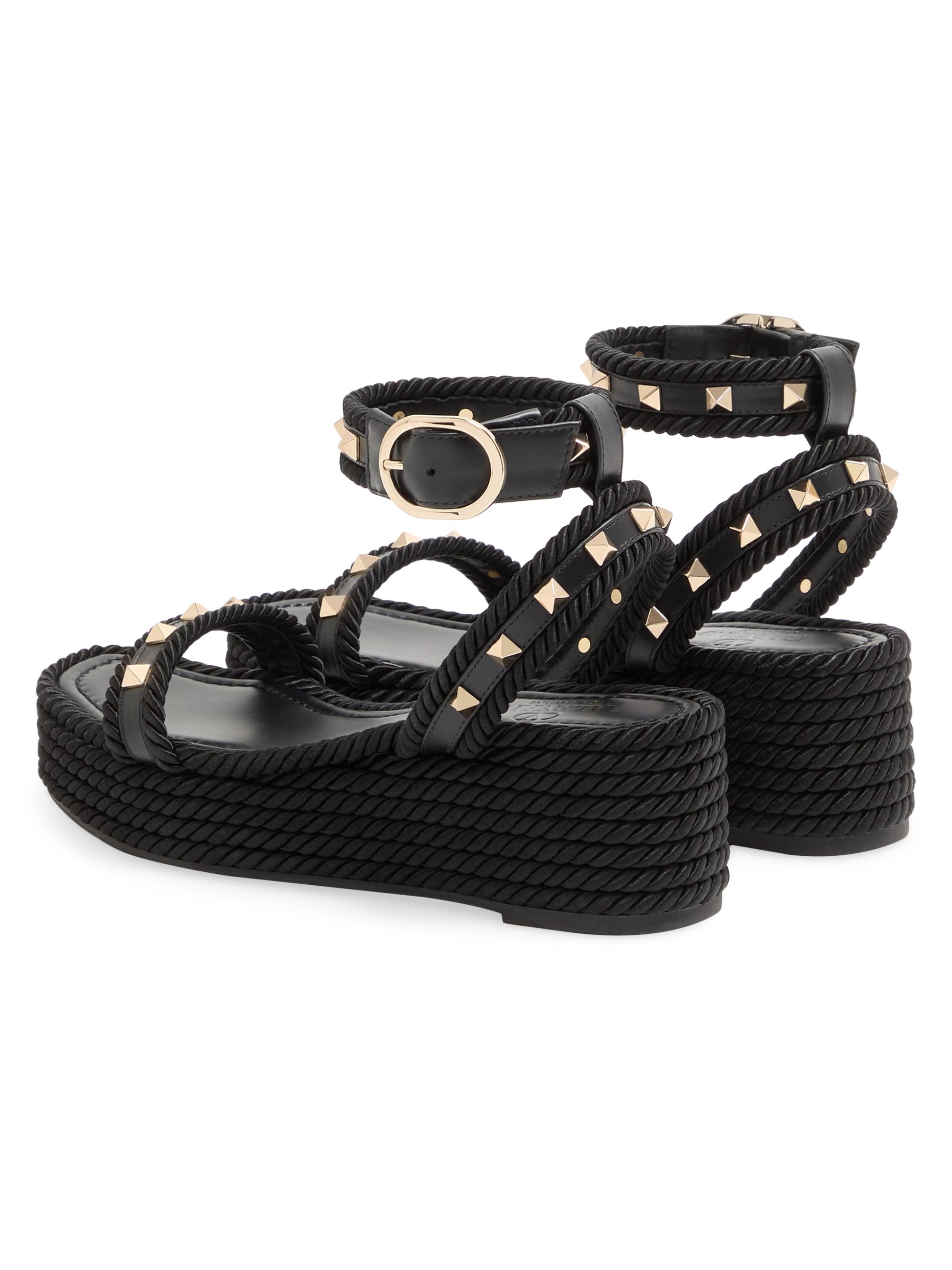 Valentino Garavani Rockstud 45MM Flatform Sandals in Calfskin