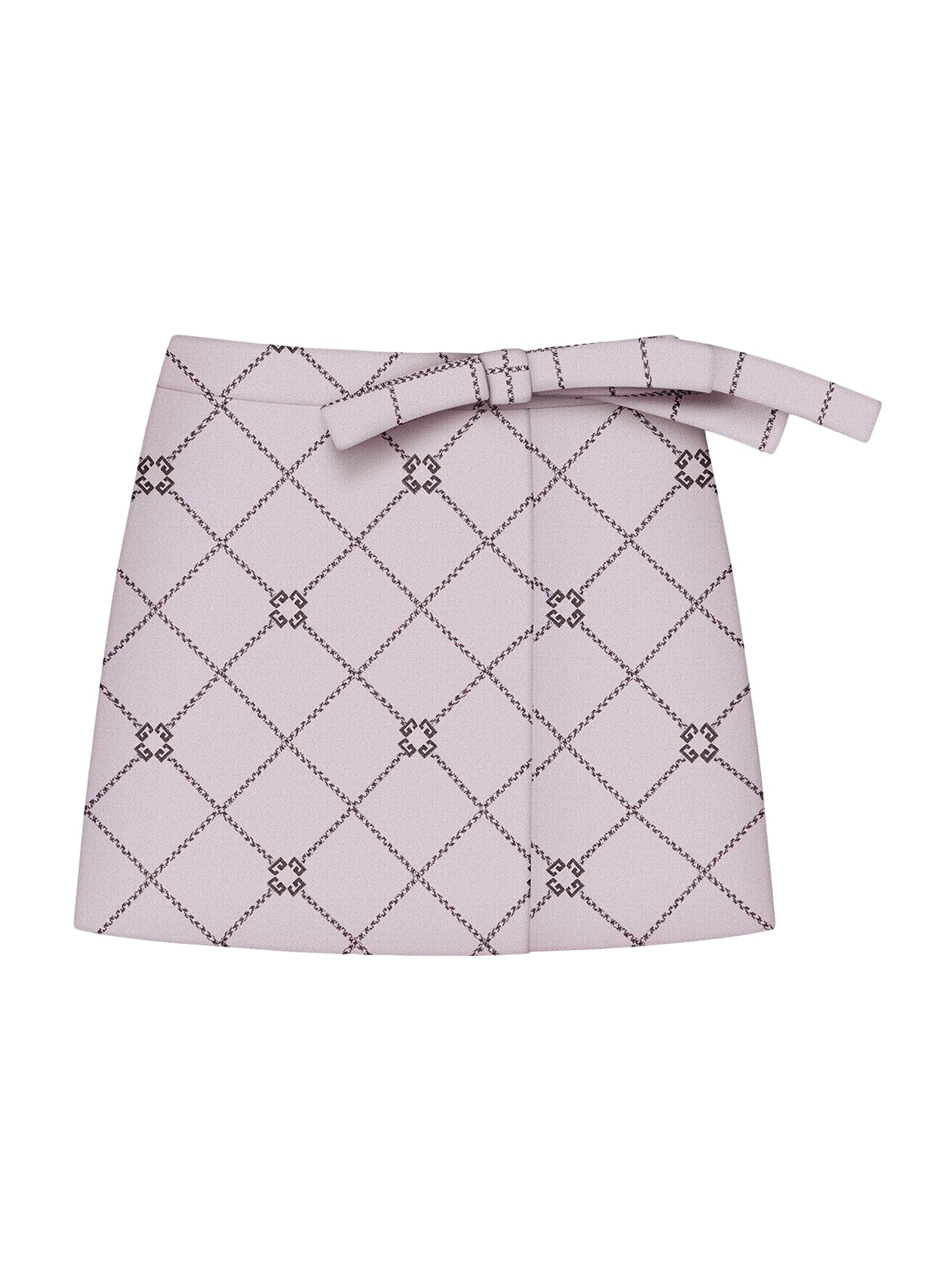 Givenchy Women's Mini Checked Skirt in Wool with Monogram 72 - Pink Grey