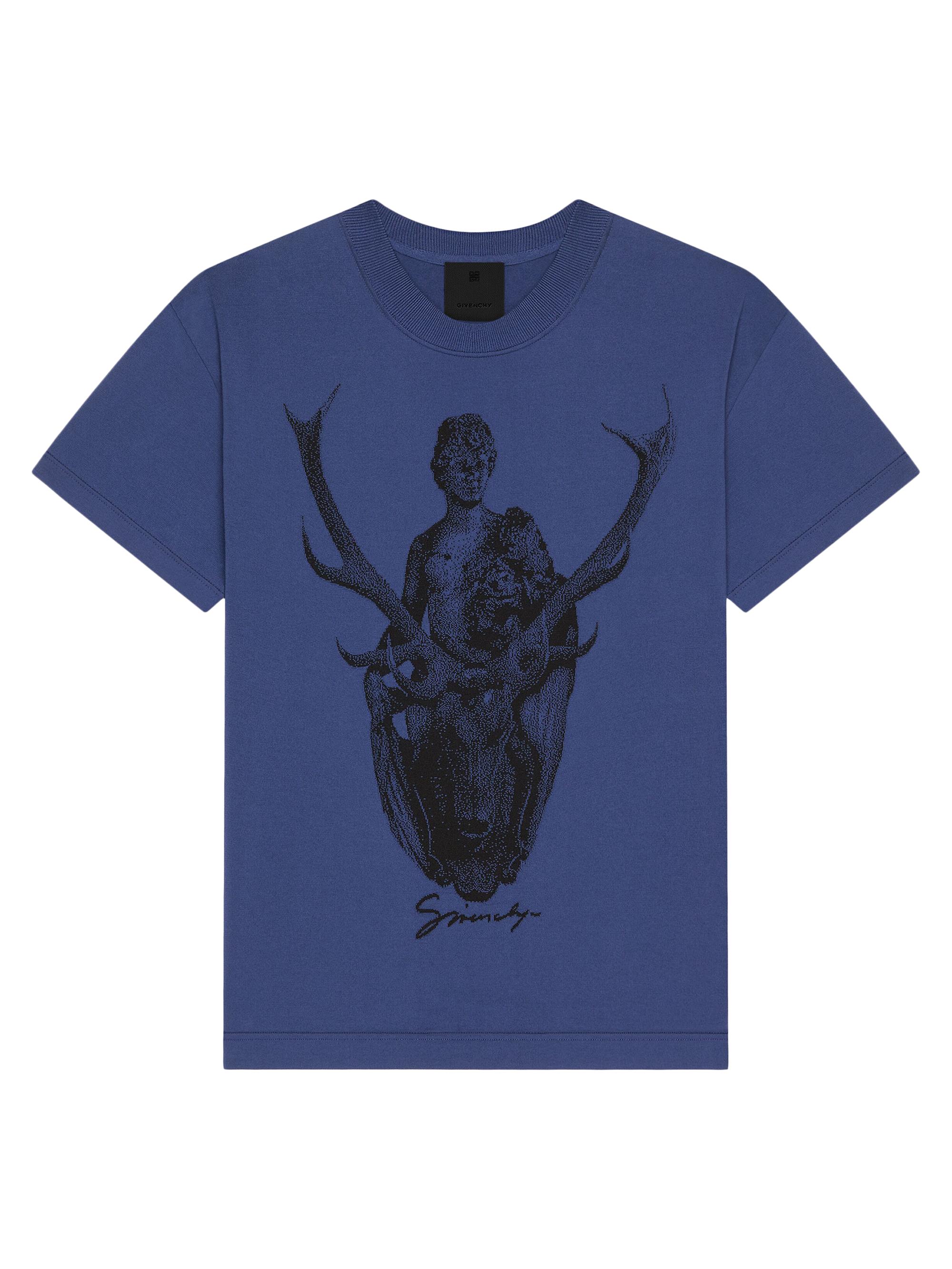 Givenchy Men's T-Shirt in Knit with Hubert Objects - Saphir Blue