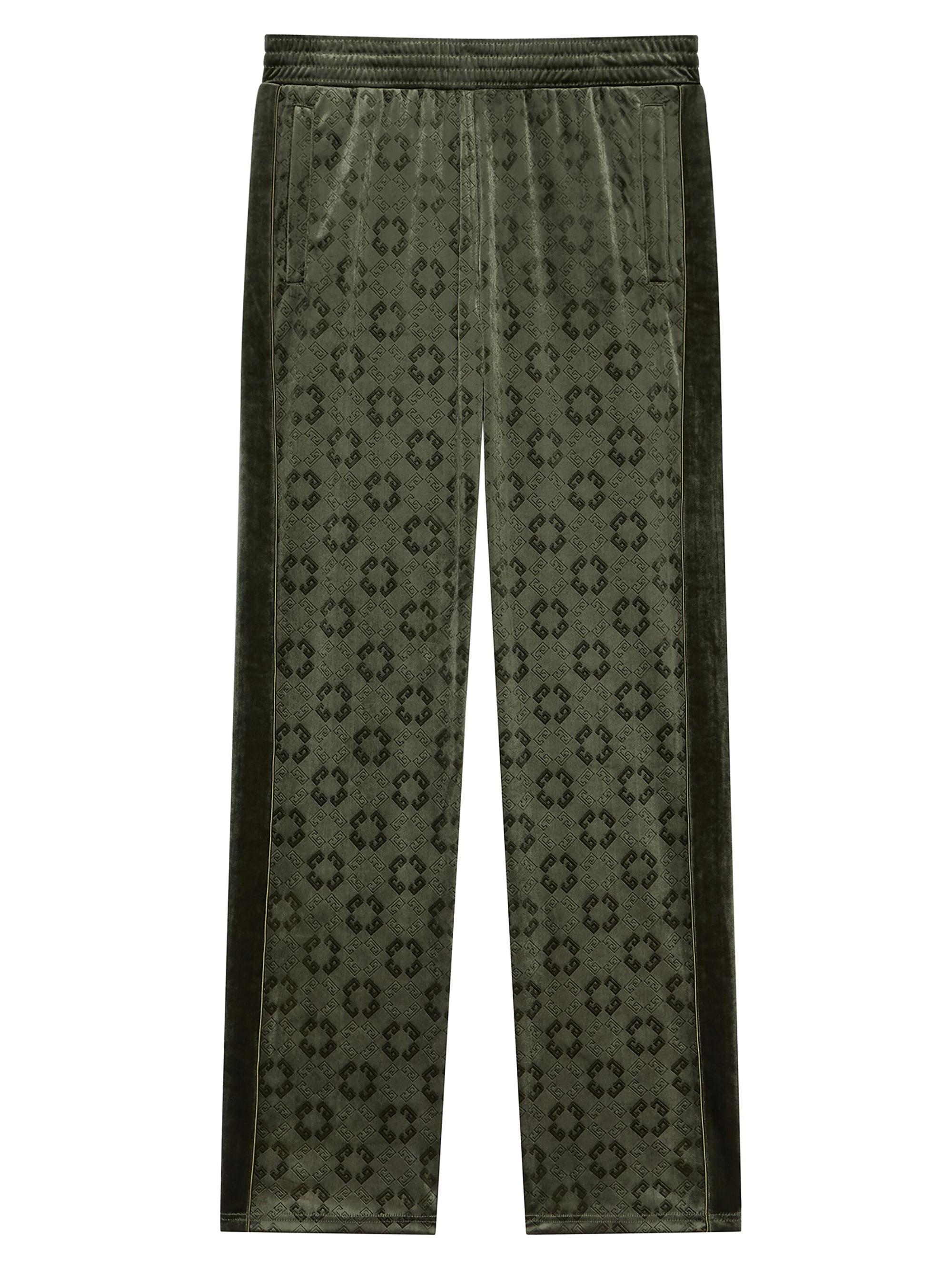 Givenchy Men's Jogger Pants in Monogram 72 Velvet - Green