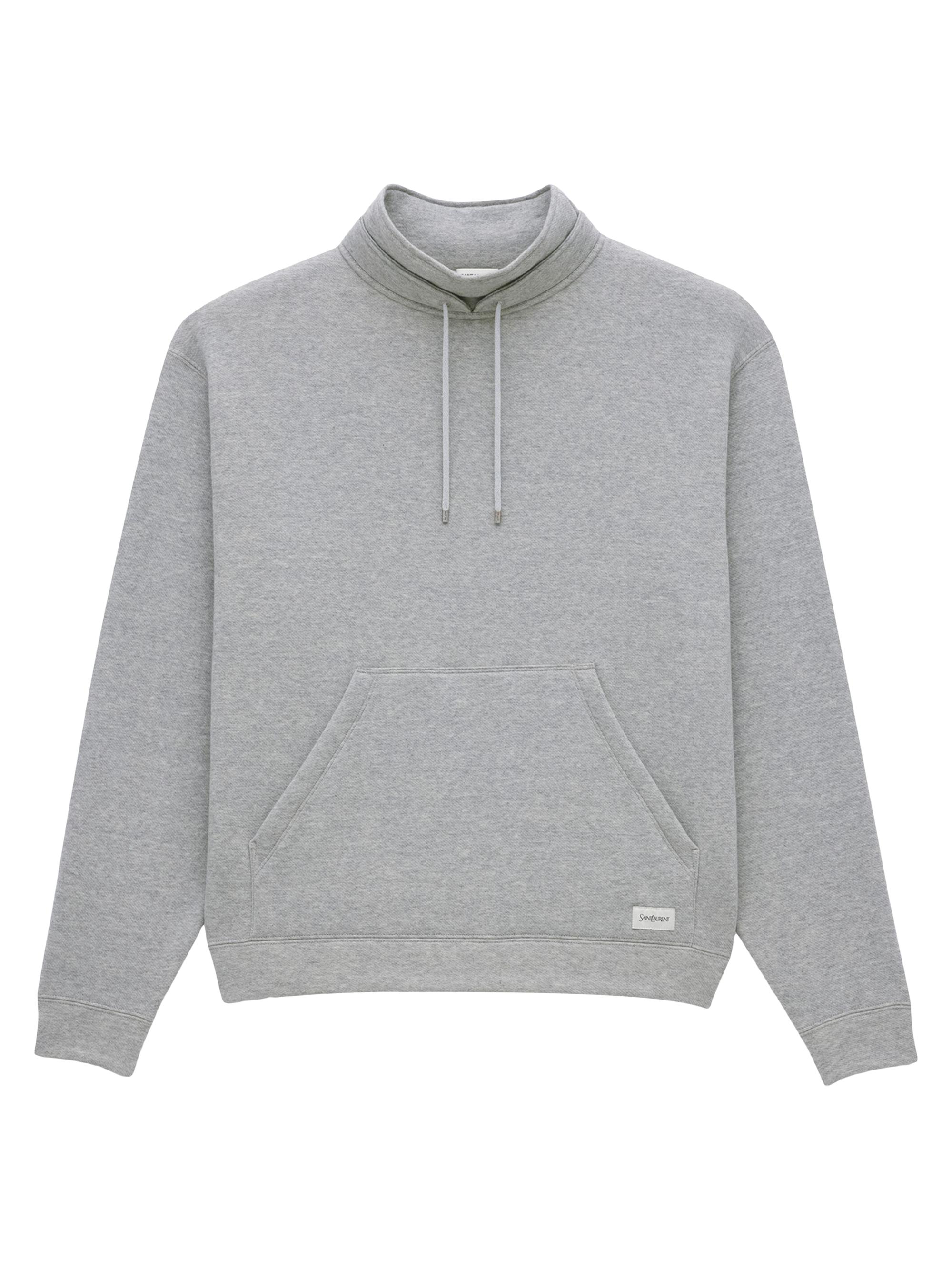Saint Laurent Men's High-Neck Sweatshirt - Gris Chine