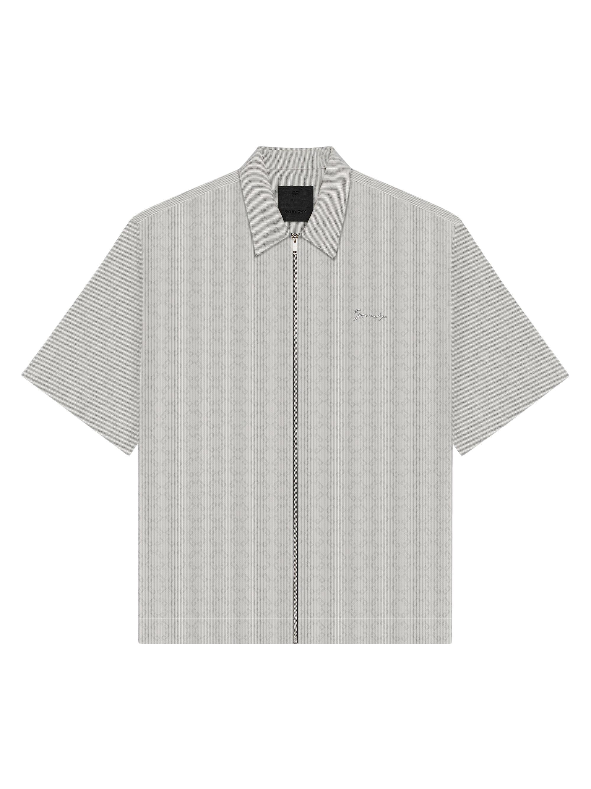 Givenchy Men's Zipped Shirt in Monogram 72 Jacquard - Grey