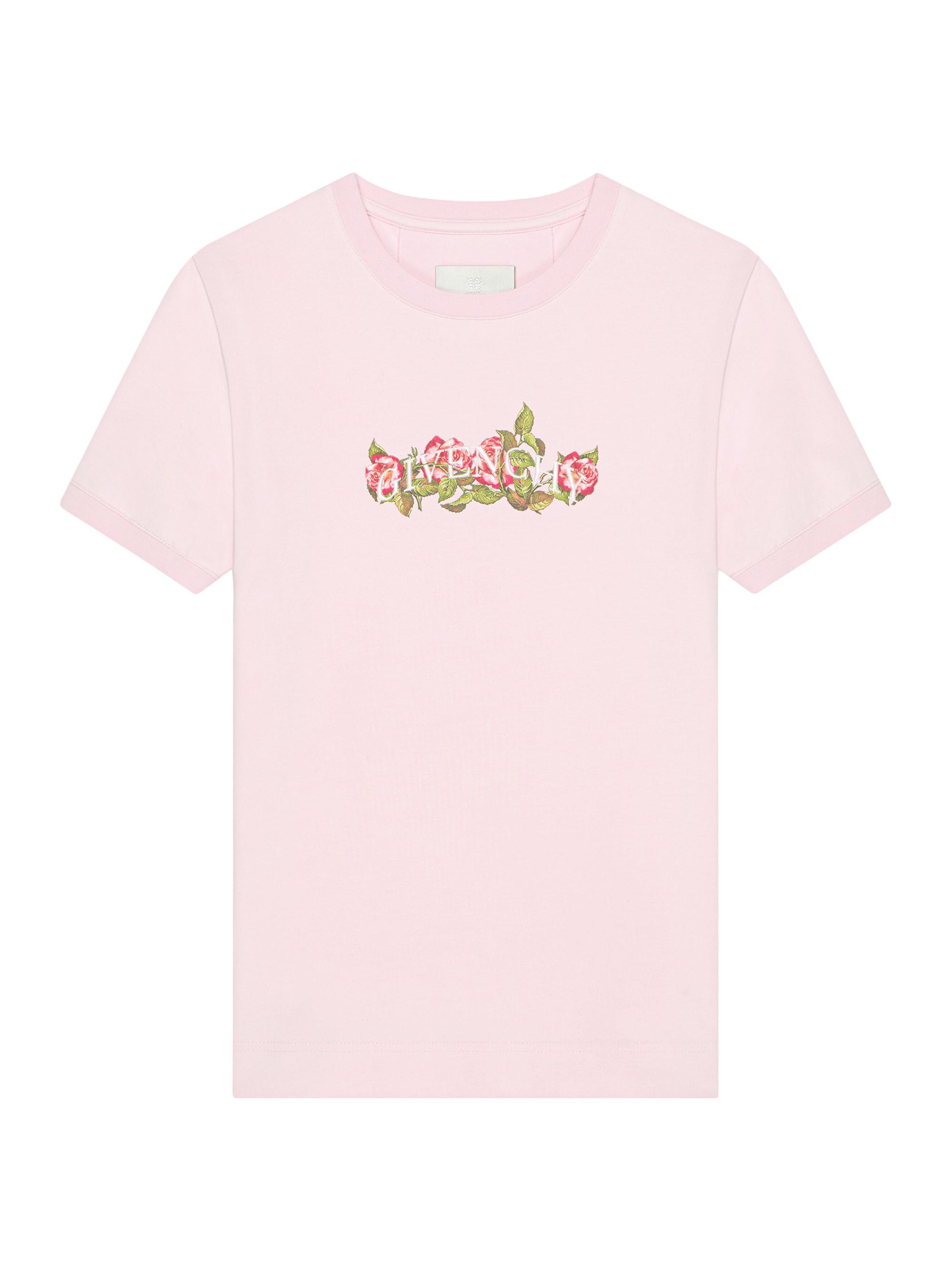 Givenchy Women's T-Shirt in Cotton with Roses Print - Light Pink