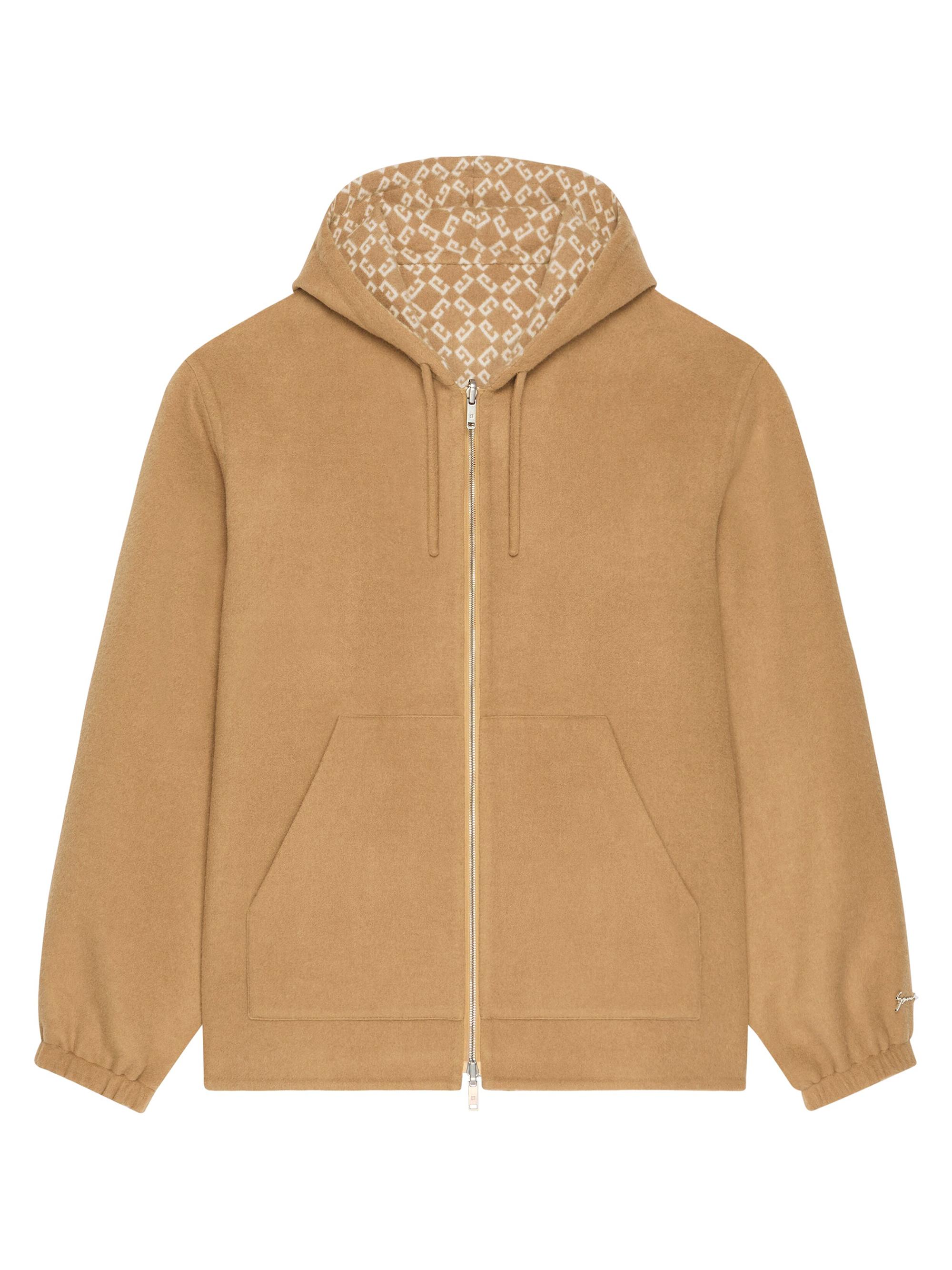 Givenchy Men's Reversible Zipped Hoodie in Monogram 72 Jacquard - Camel Natural