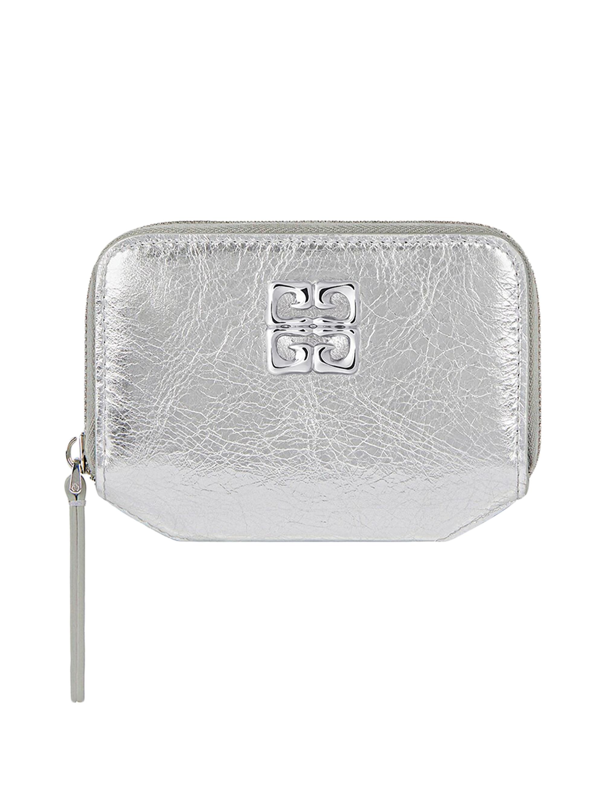 Givenchy Women's 4G Liquid Zipped Wallet in Laminated Leather - Light Silvery