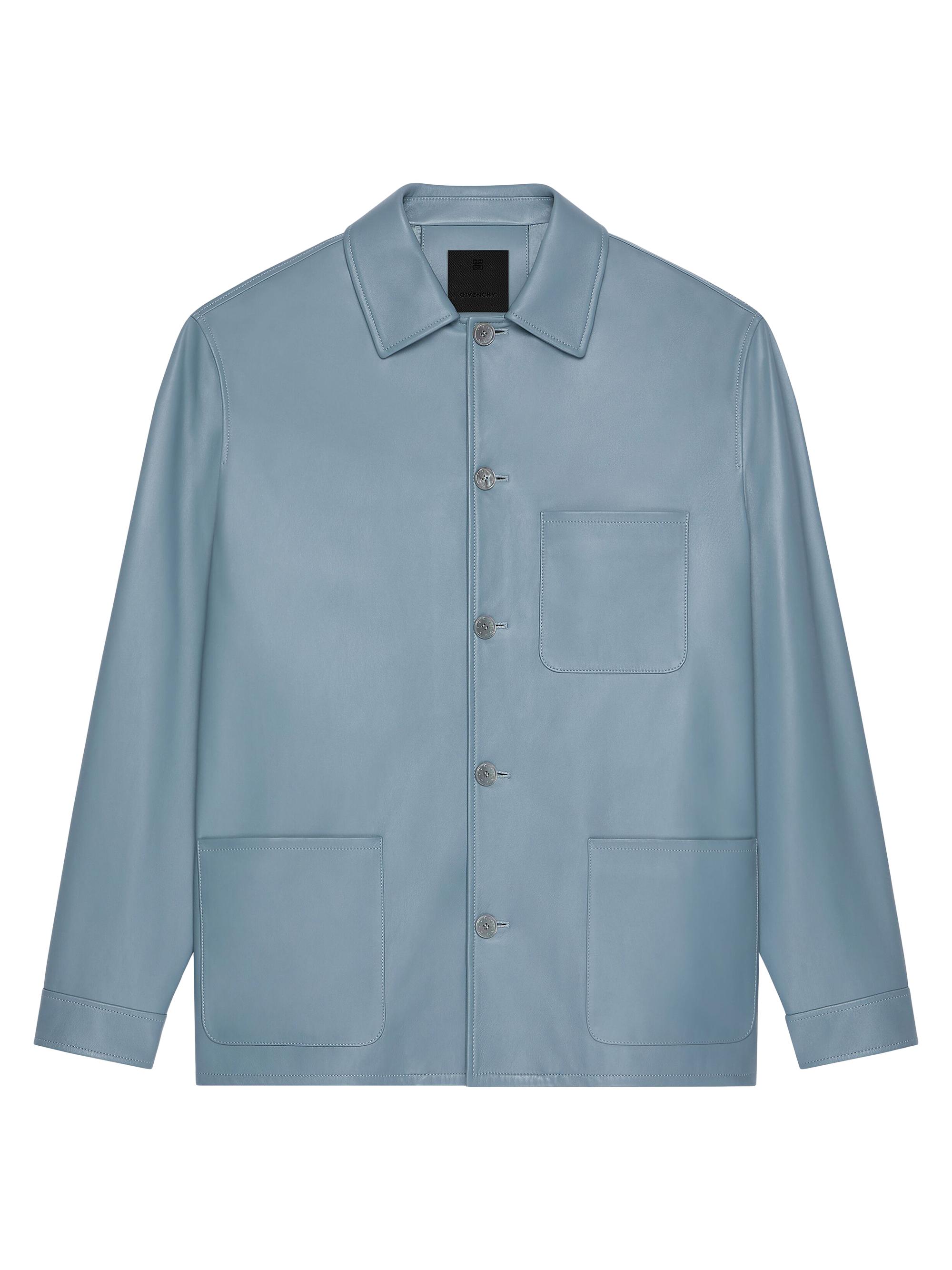 Givenchy Men's Overshirt in Leather - Grey Blue