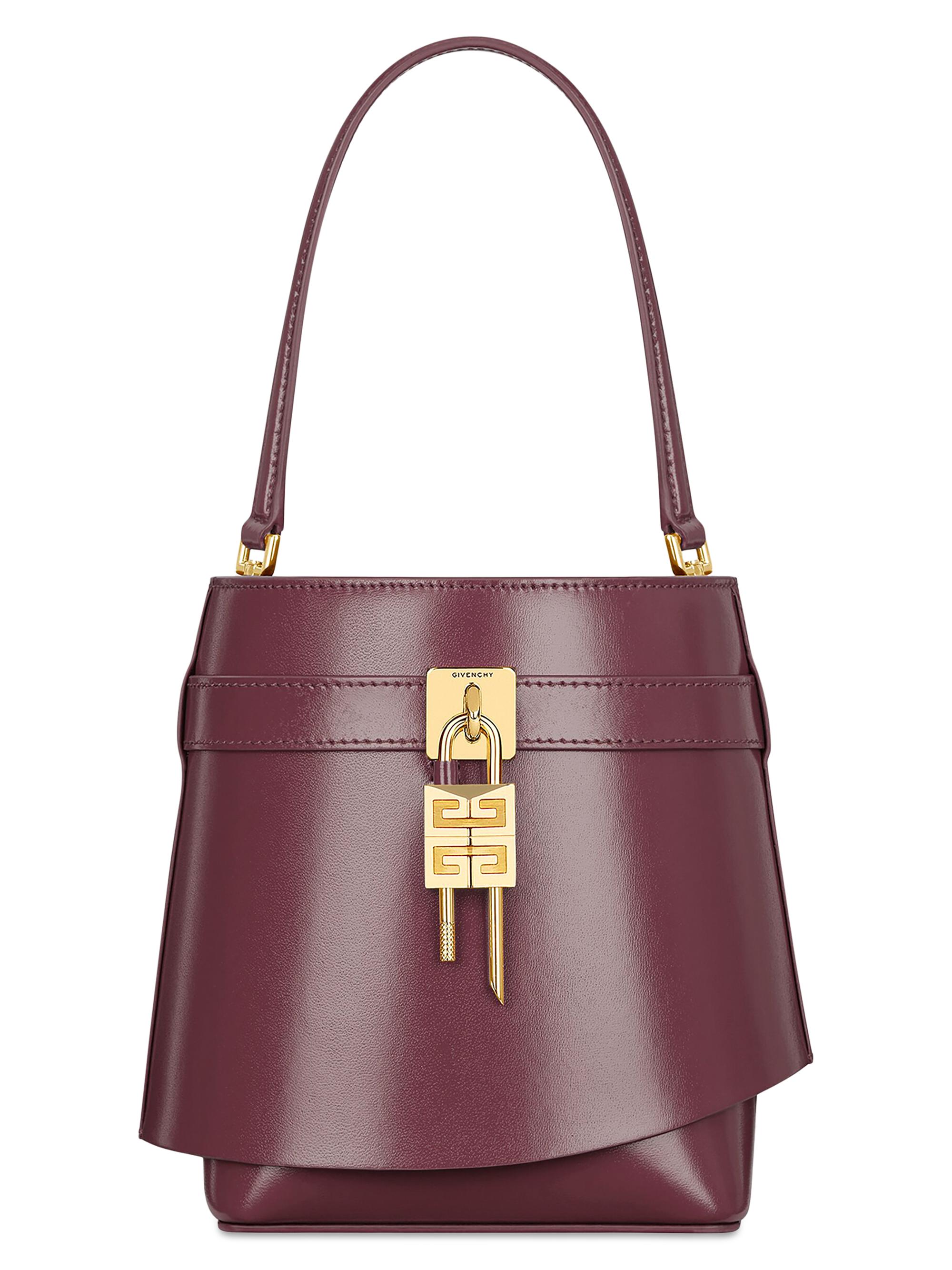 Givenchy Women's Shark Lock Bucket Bag in Box Leather - Oxblood Red