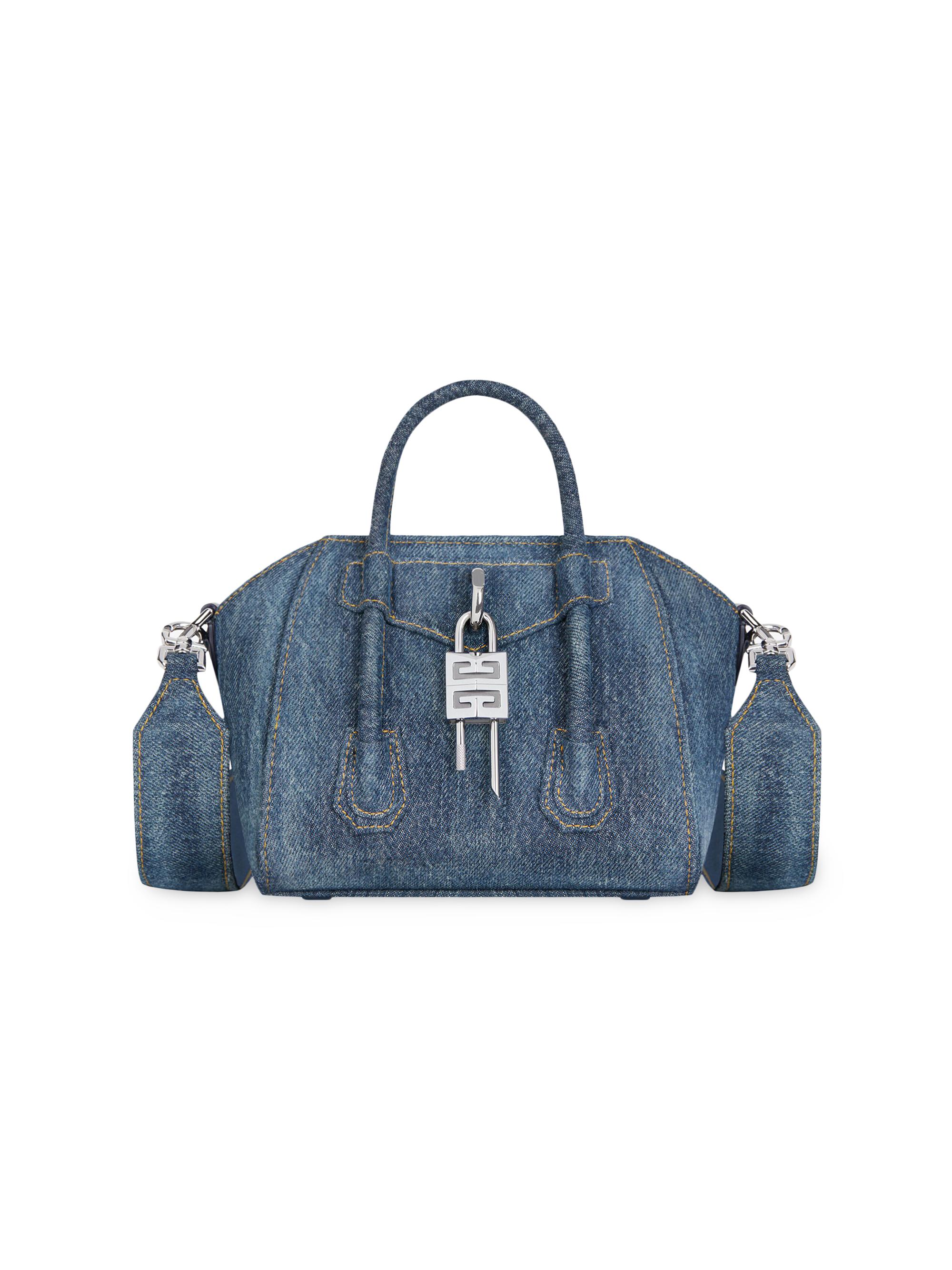 Givenchy Women's Antigona Toy Lock Bag in Washed Denim - Dark Blue