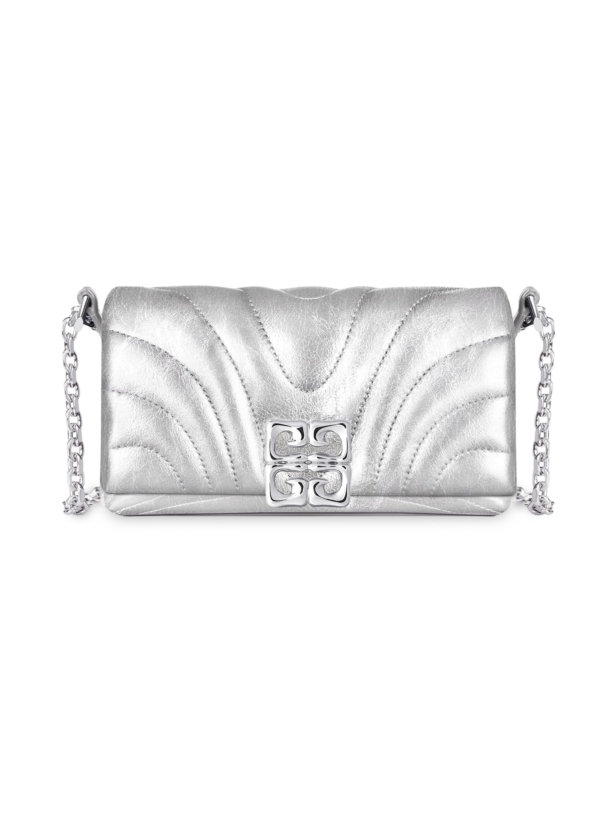 Givenchy Women's 4G Liquid Wallet on Chain in Laminated Quilted Leather - Light Silvery