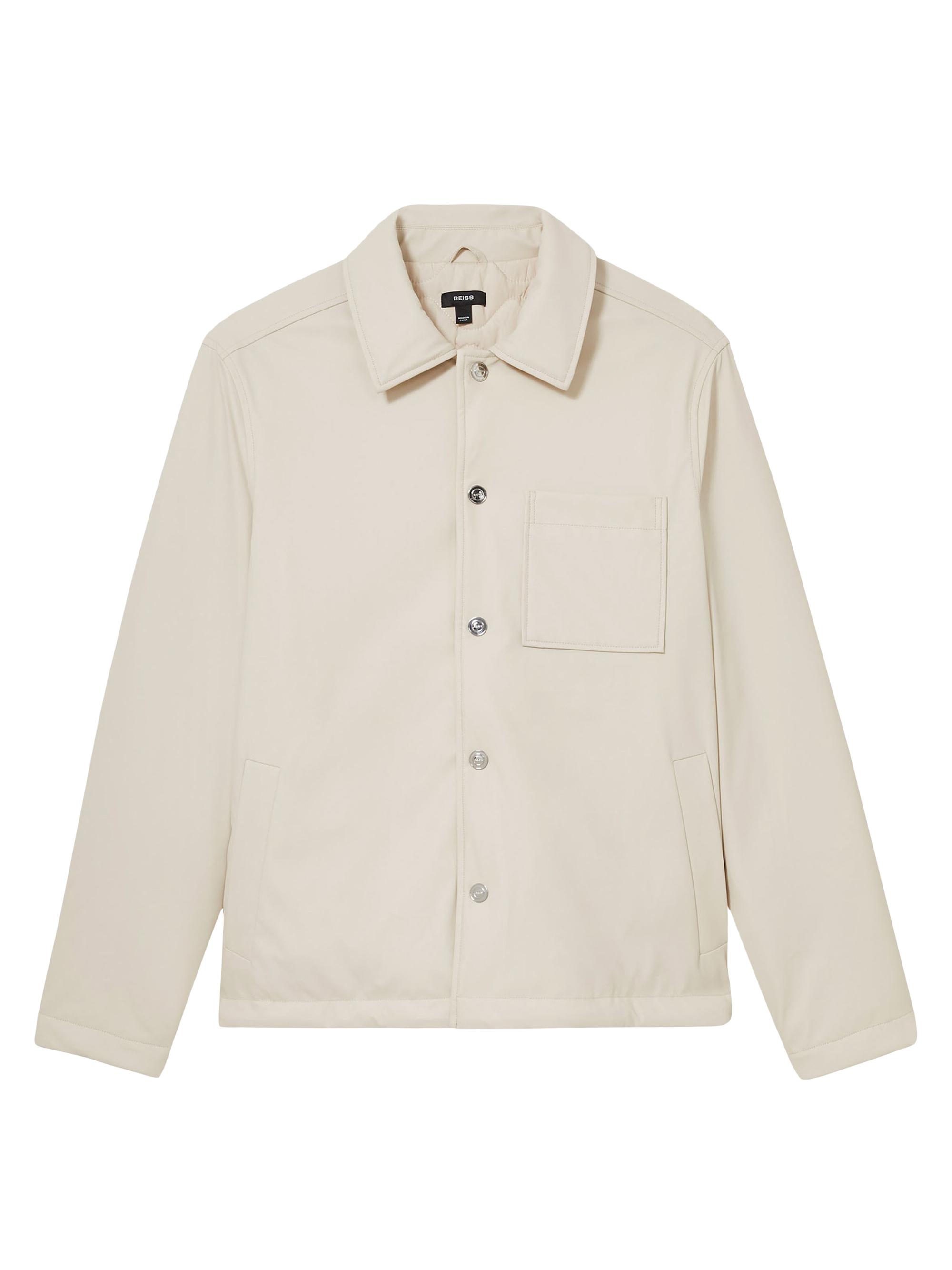 Reiss Men's Hyde Button-Front Long-Sleeve Overshirt - Stone