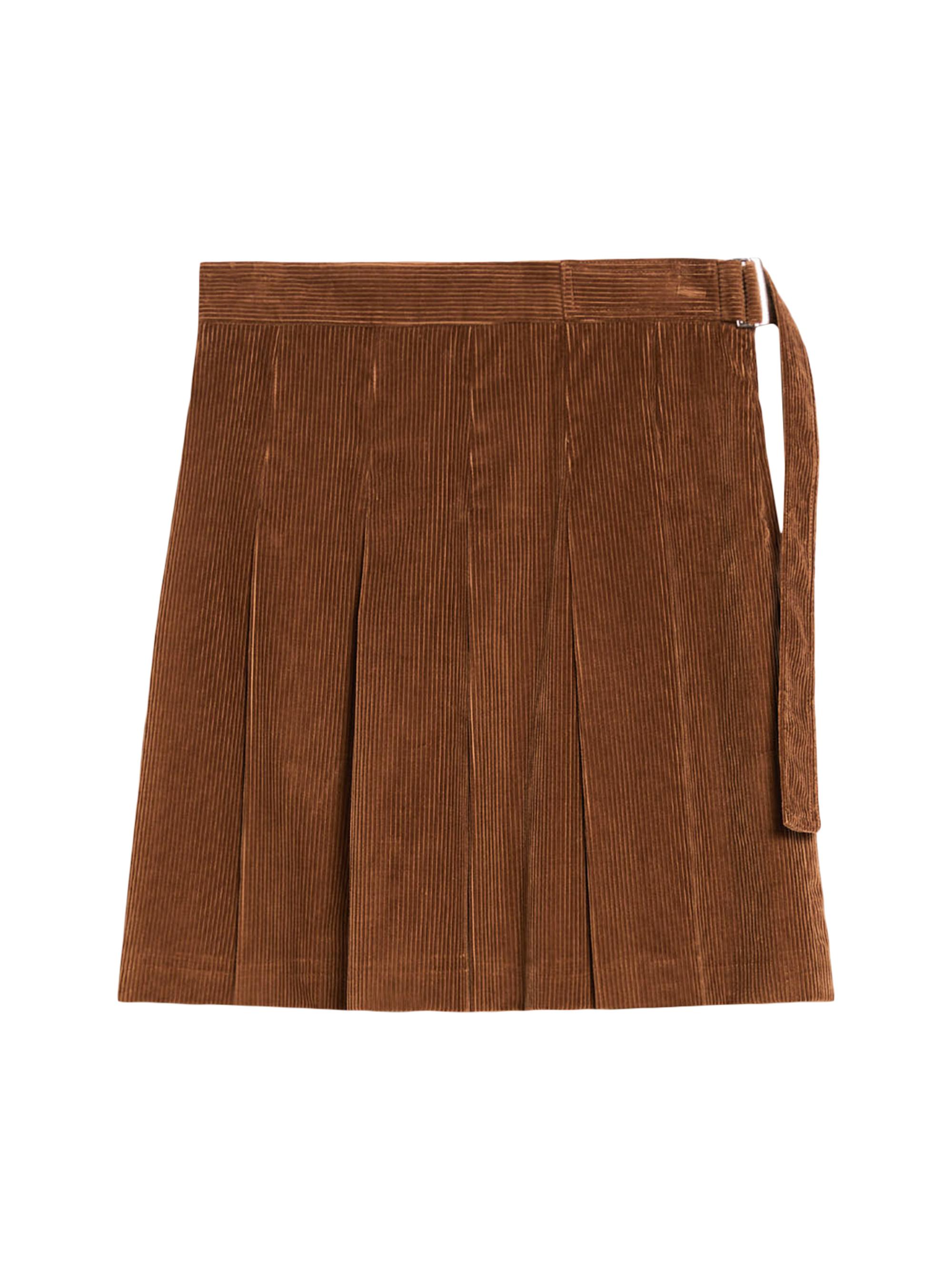 Weekend Max Mara Women's Zucca Corduroy Pleated Miniskirt - Hazelnut Brown
