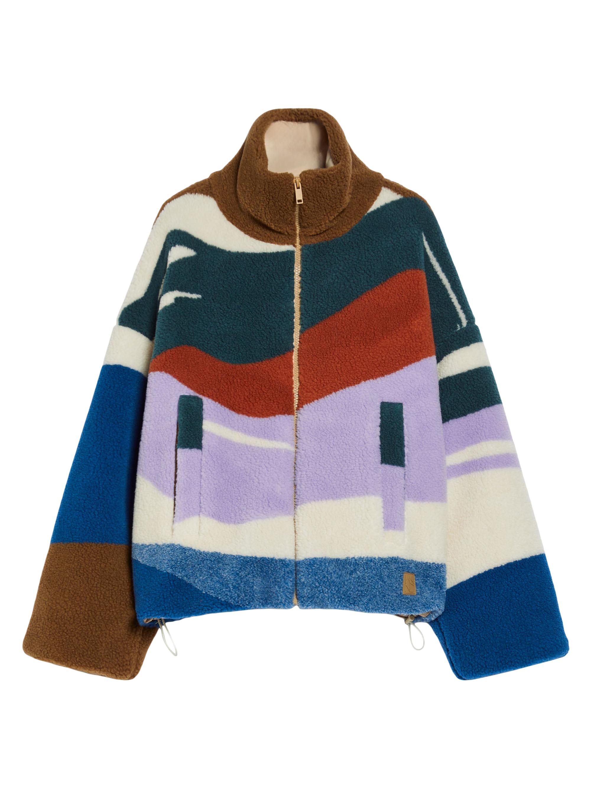 Weekend Max Mara Women's Angolo Colorblock Sherpa Coat - Brown Bronze