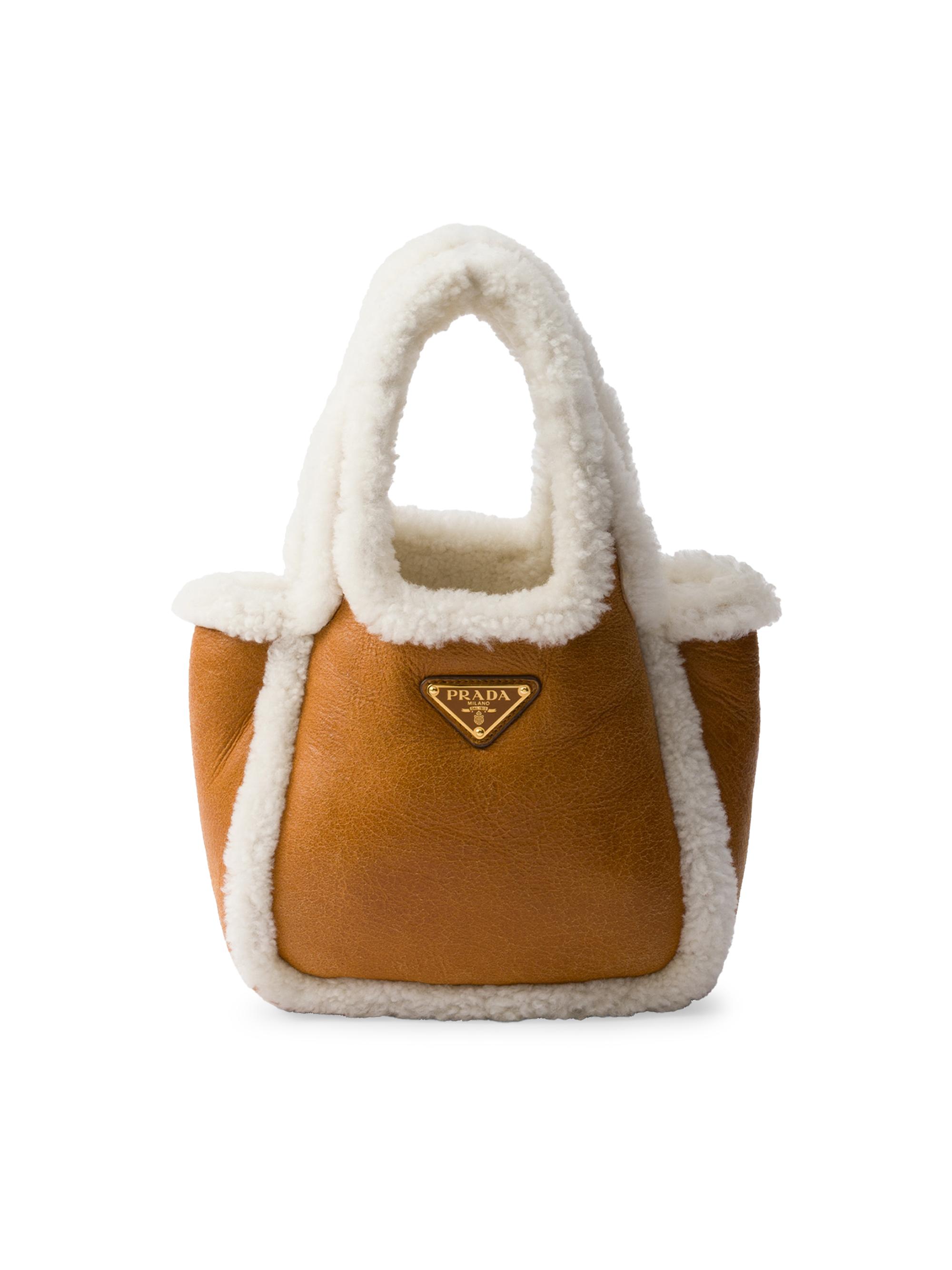 Prada Women's Shearling Mini Handbag - Brown