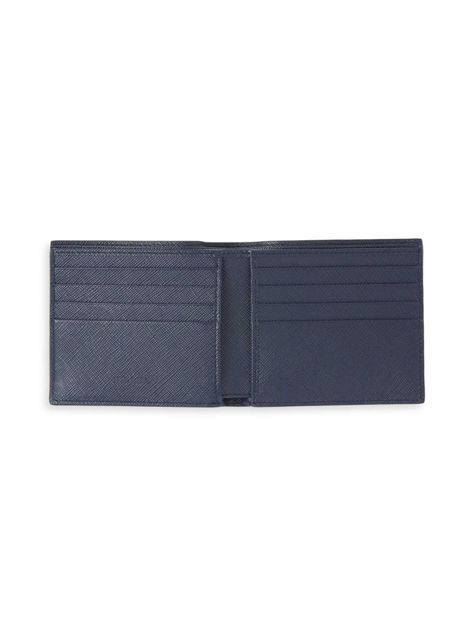 Prada Men's Saffiano Leather Wallet - Black - back view in Black