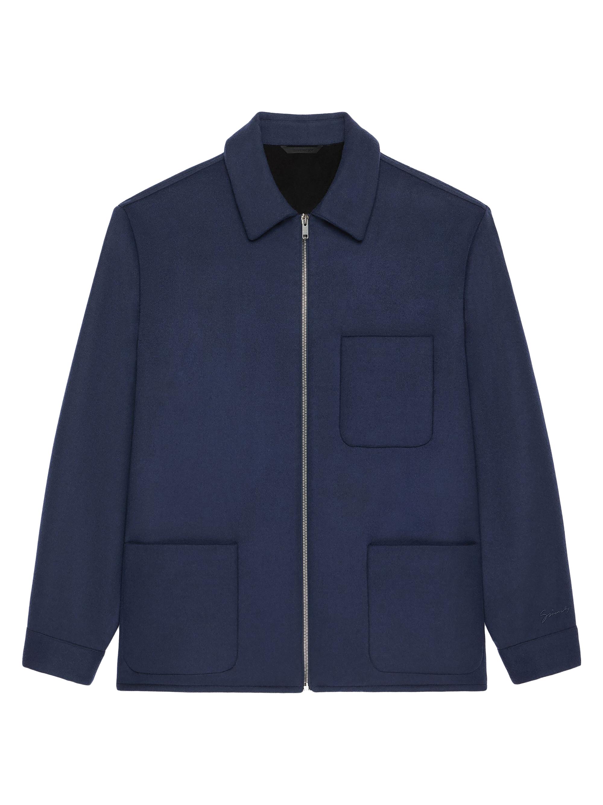 Givenchy Men's Overshirt in Double Face Wool and Cashmere - Navy Blue