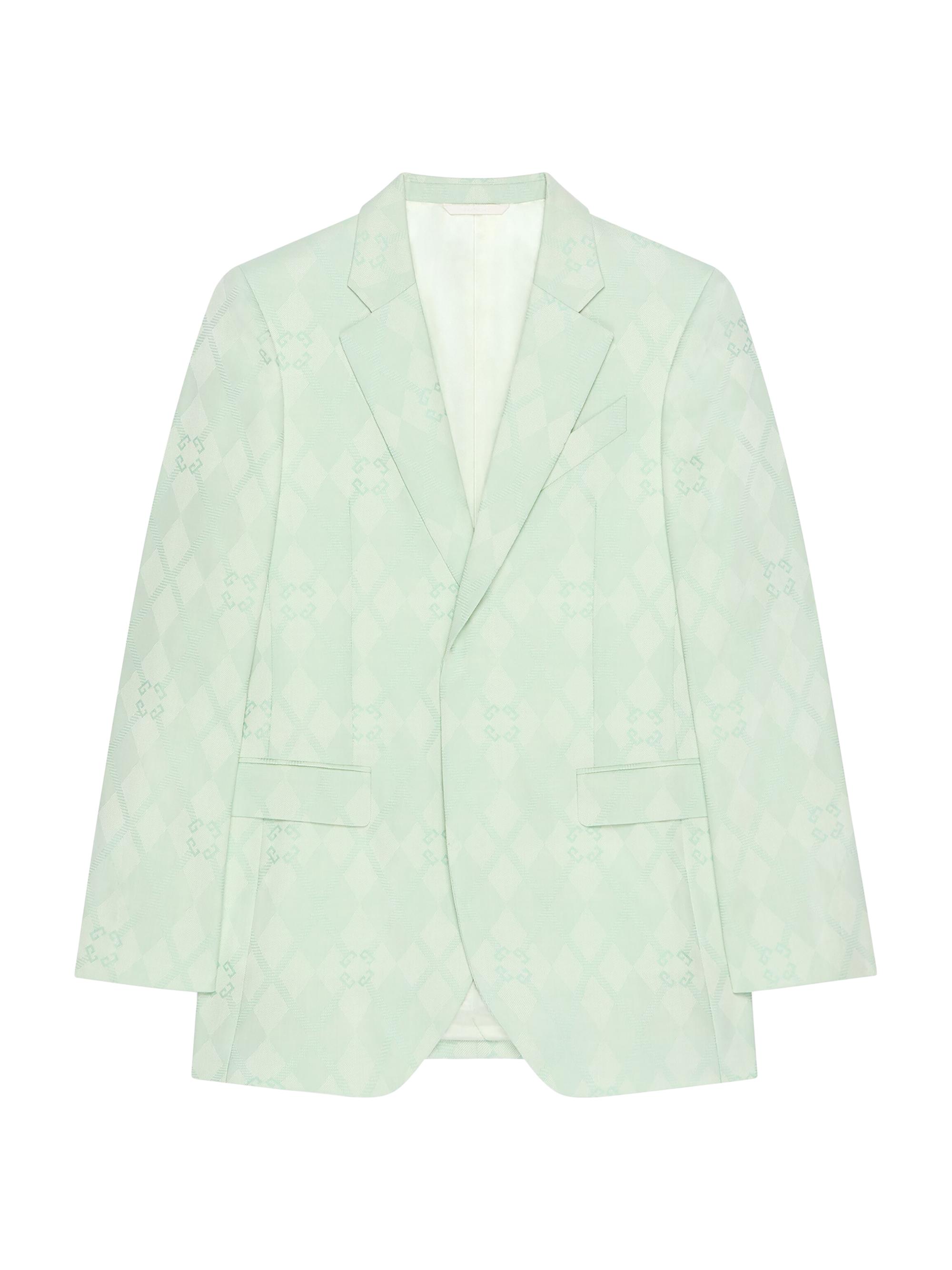Givenchy Men's Slim Fit Jacket in Monogram 72 Jacquard - Aqua Green