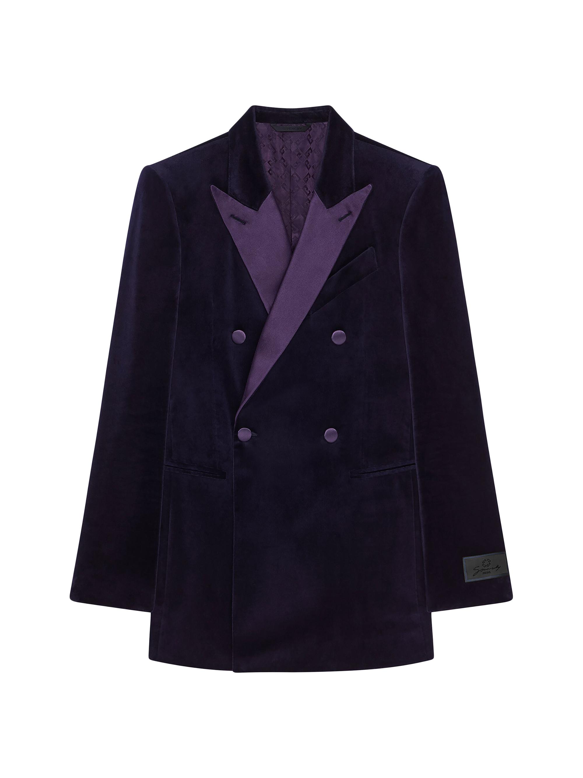 Givenchy Men's Slim Fit Jacket in Velvet with Satin Collar - Purple Black