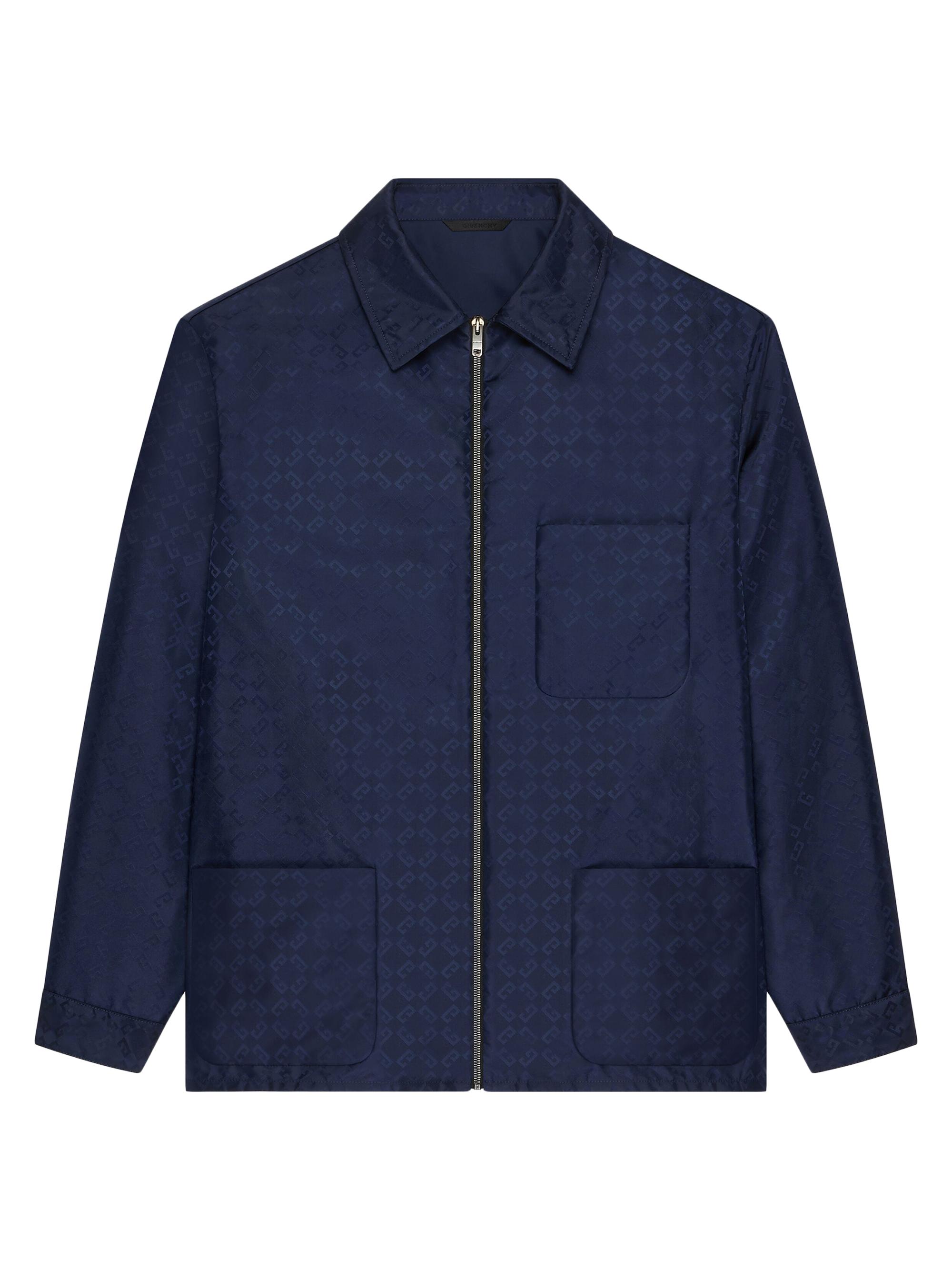 Givenchy Men's Overshirt in Double Face Monogram 72 Jacquard - Dark Blue