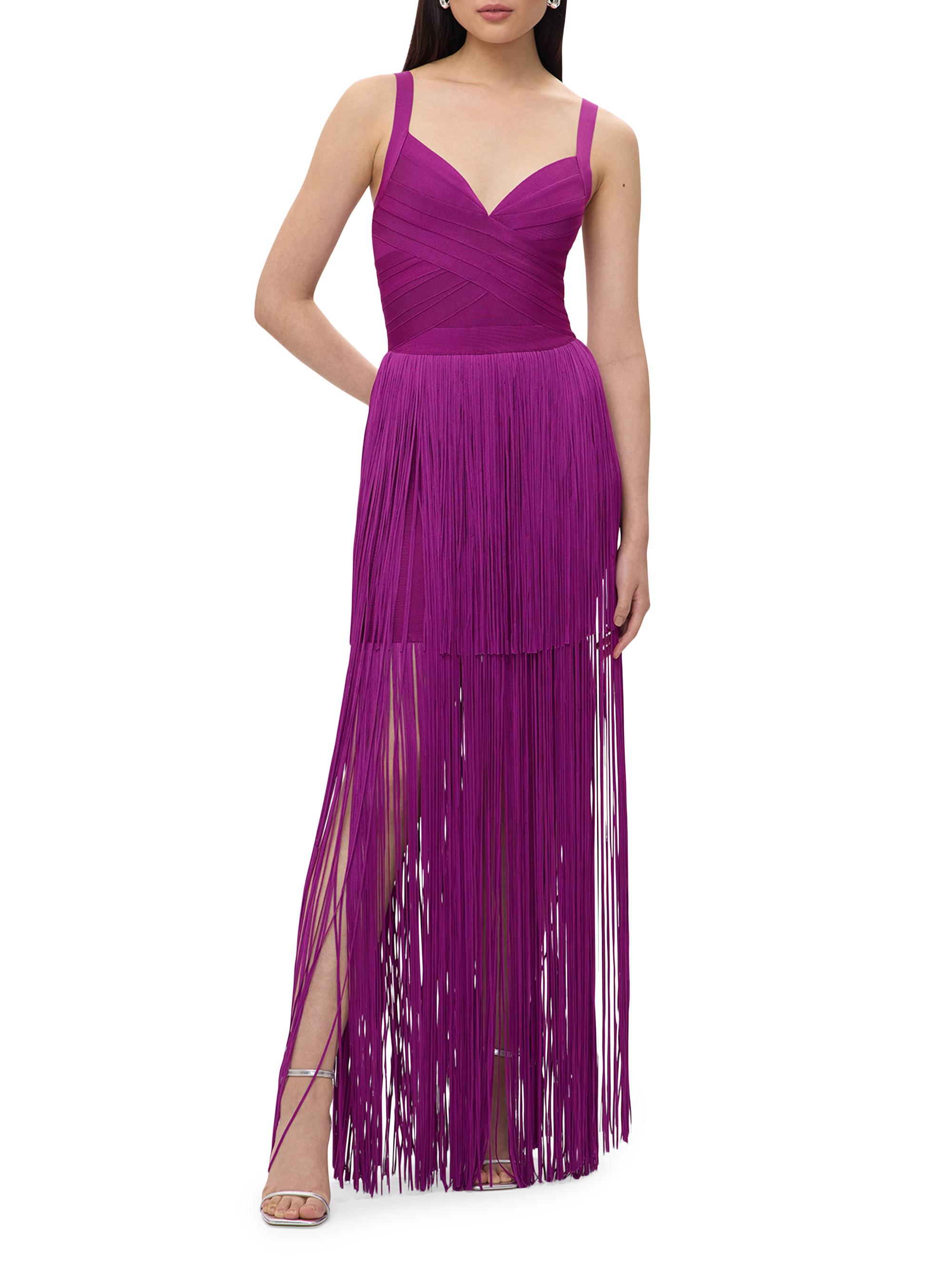 Hervé Léger Women's The Blanca Fringe Gown - Orchid