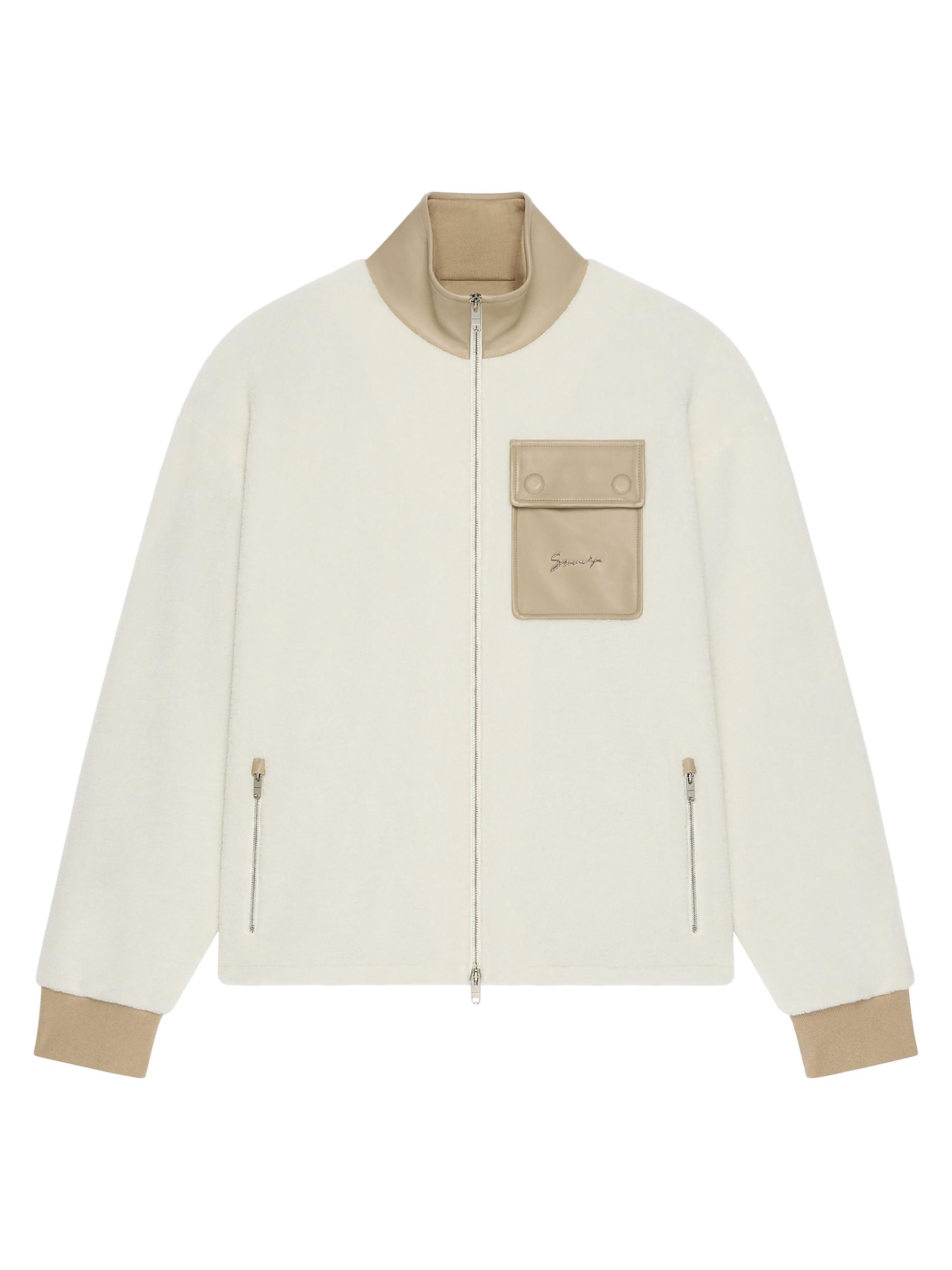 Givenchy Men's Zipped Sweatshirt in Fleece and Leather - Natural