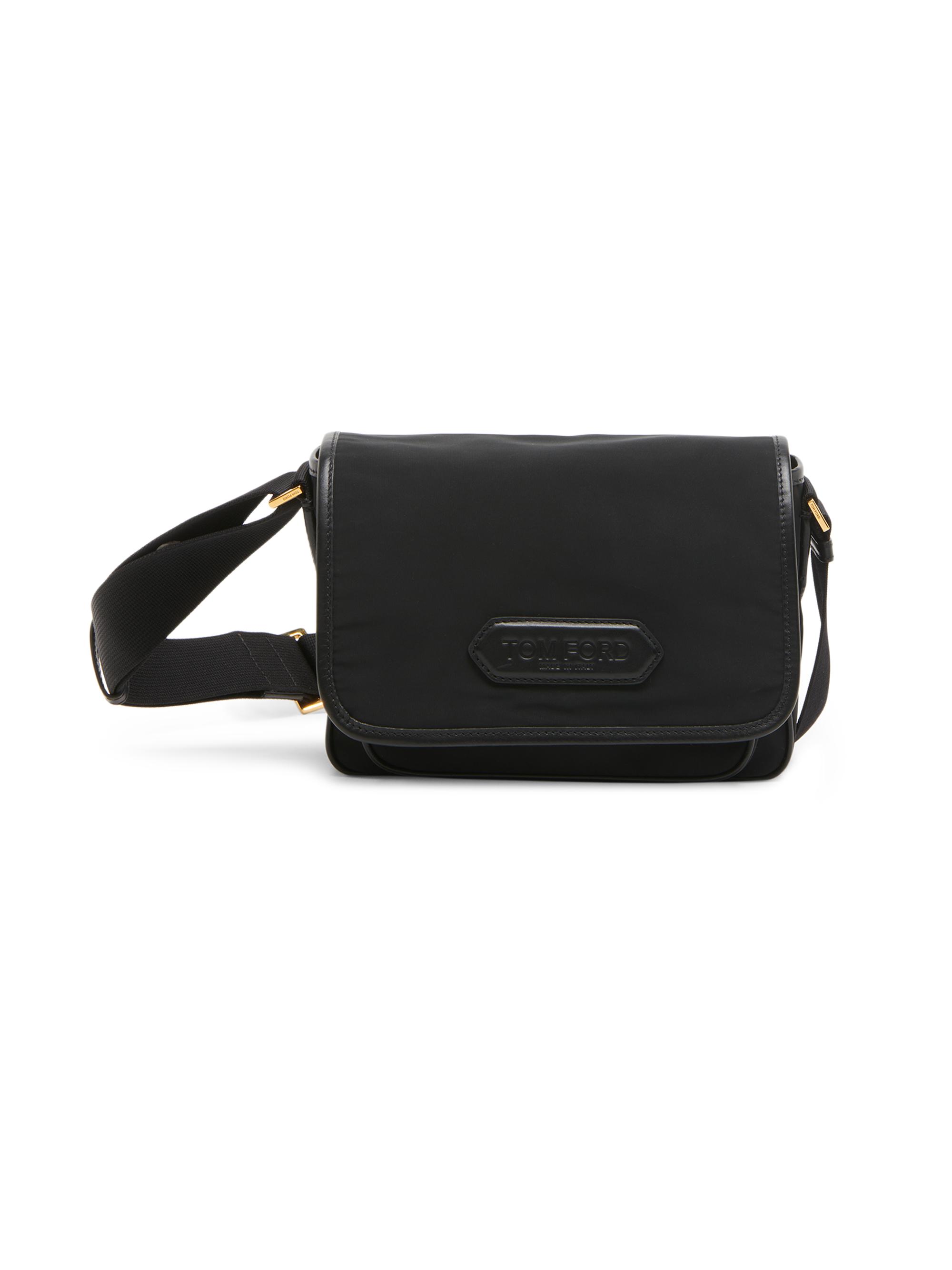 TOM FORD Men's Logo Nylon Flap Messenger Bag - Black