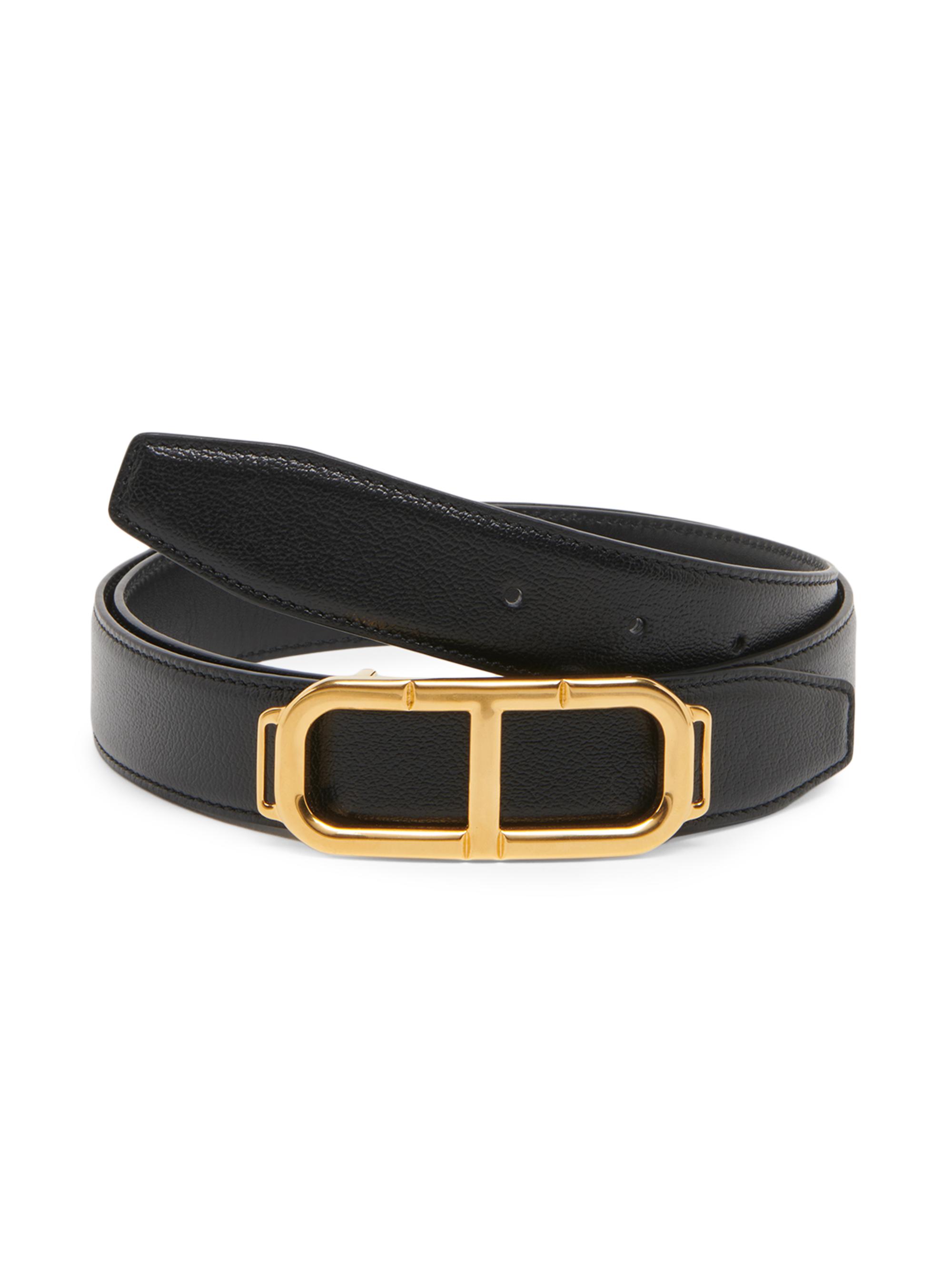 TOM FORD Men's Stadium T Leather Belt - Black